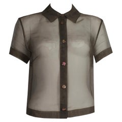 1980s Vintage - ‘Art Impressions’ - Chiffon Shirt - RARE - Tortoiseshell Buttons