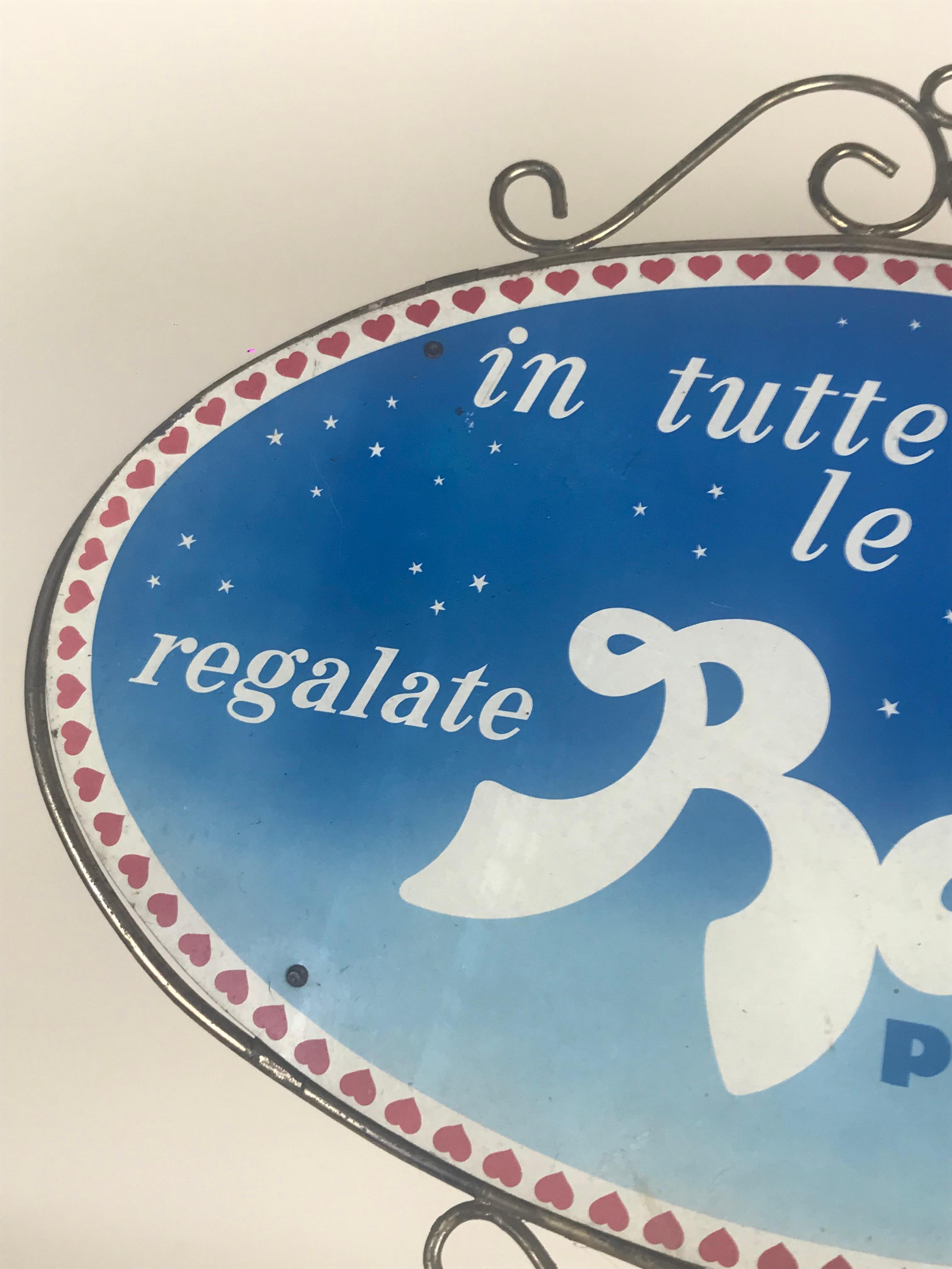 1980s Vintage Baci Perugina Screen Printed Double-Sided Oval Sign 1