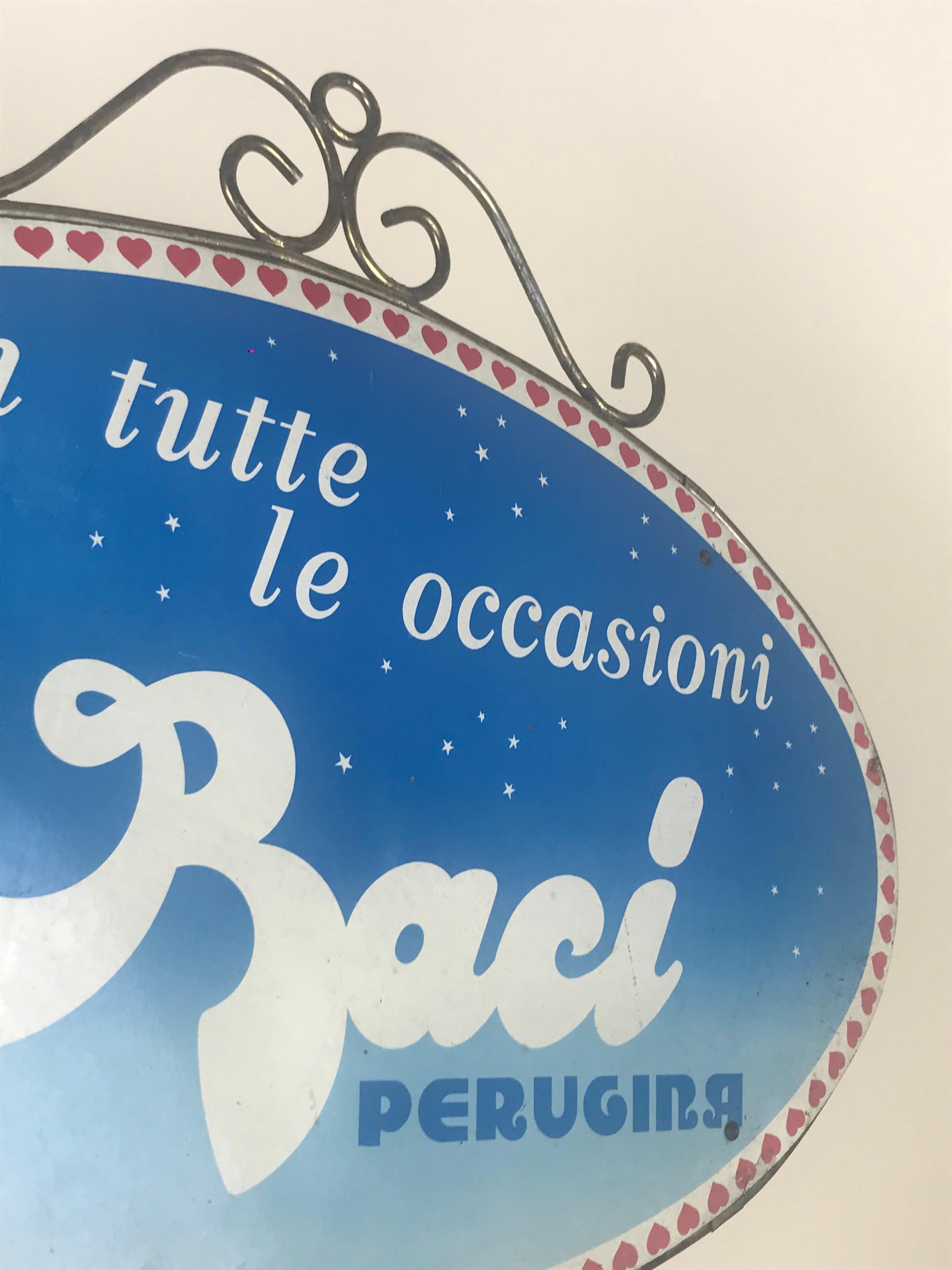 1980s Vintage Baci Perugina Screen Printed Double-Sided Oval Sign 2