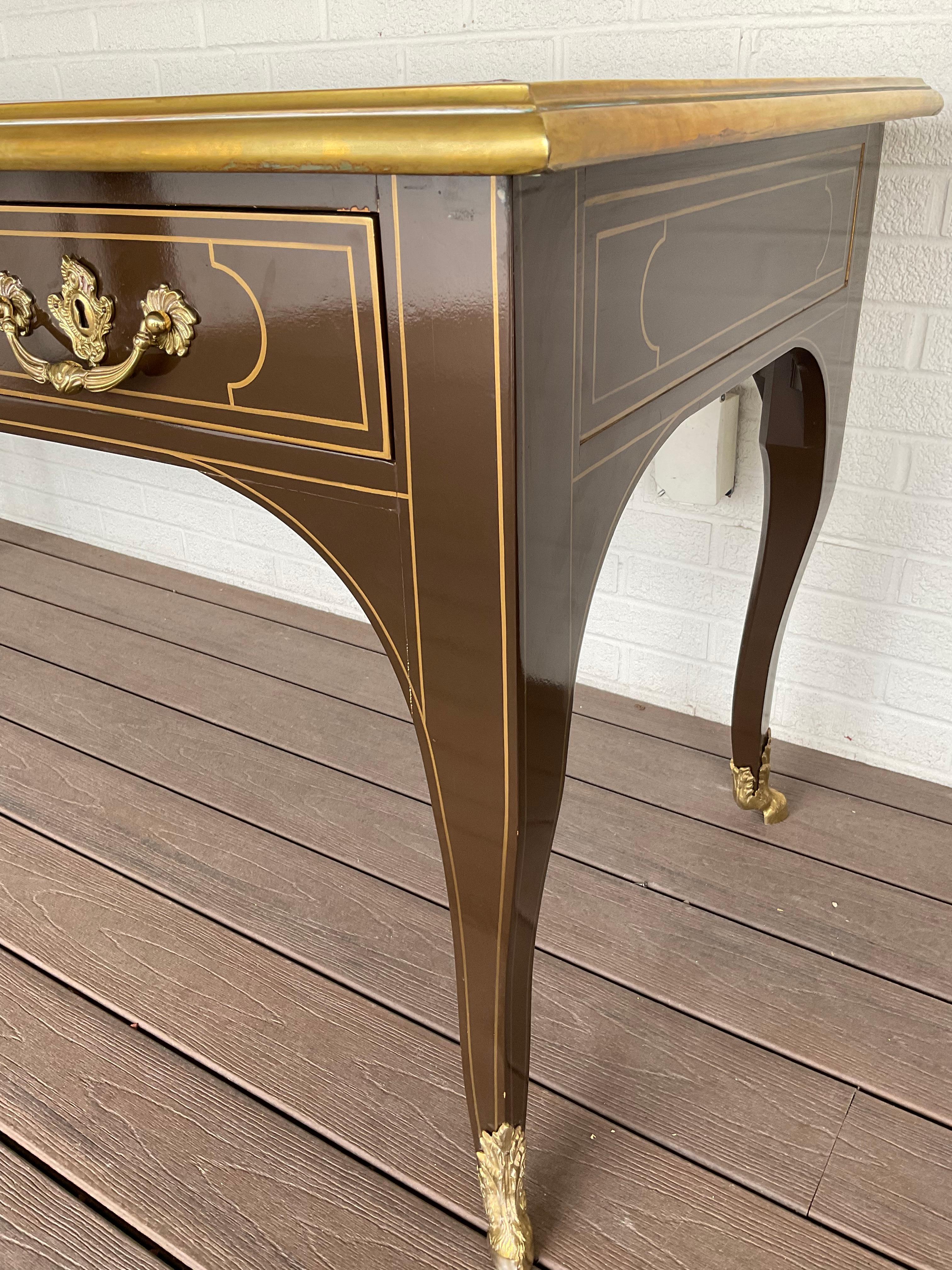 American 1980s Vintage Baker Furniture Louis XV Lacquered Desk For Sale