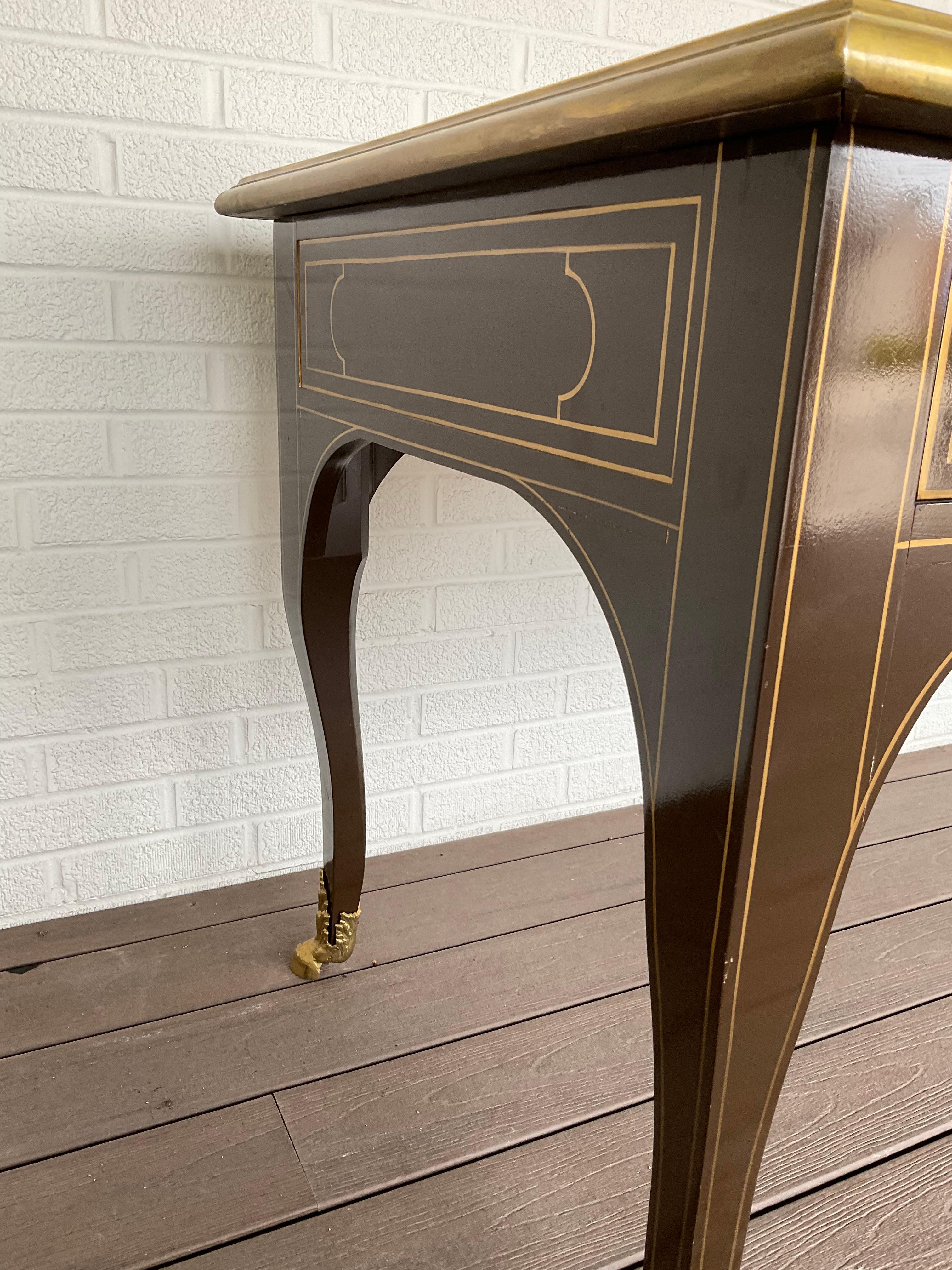 1980s Vintage Baker Furniture Louis XV Lacquered Desk For Sale 1