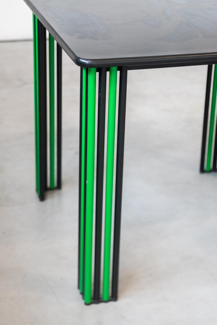 Late 20th Century 1980s Vintage Black and Green Dining Table - Sleek Italian Design For Sale