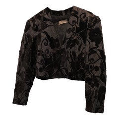 1980s Vintage Black glitter bolero jacket size L