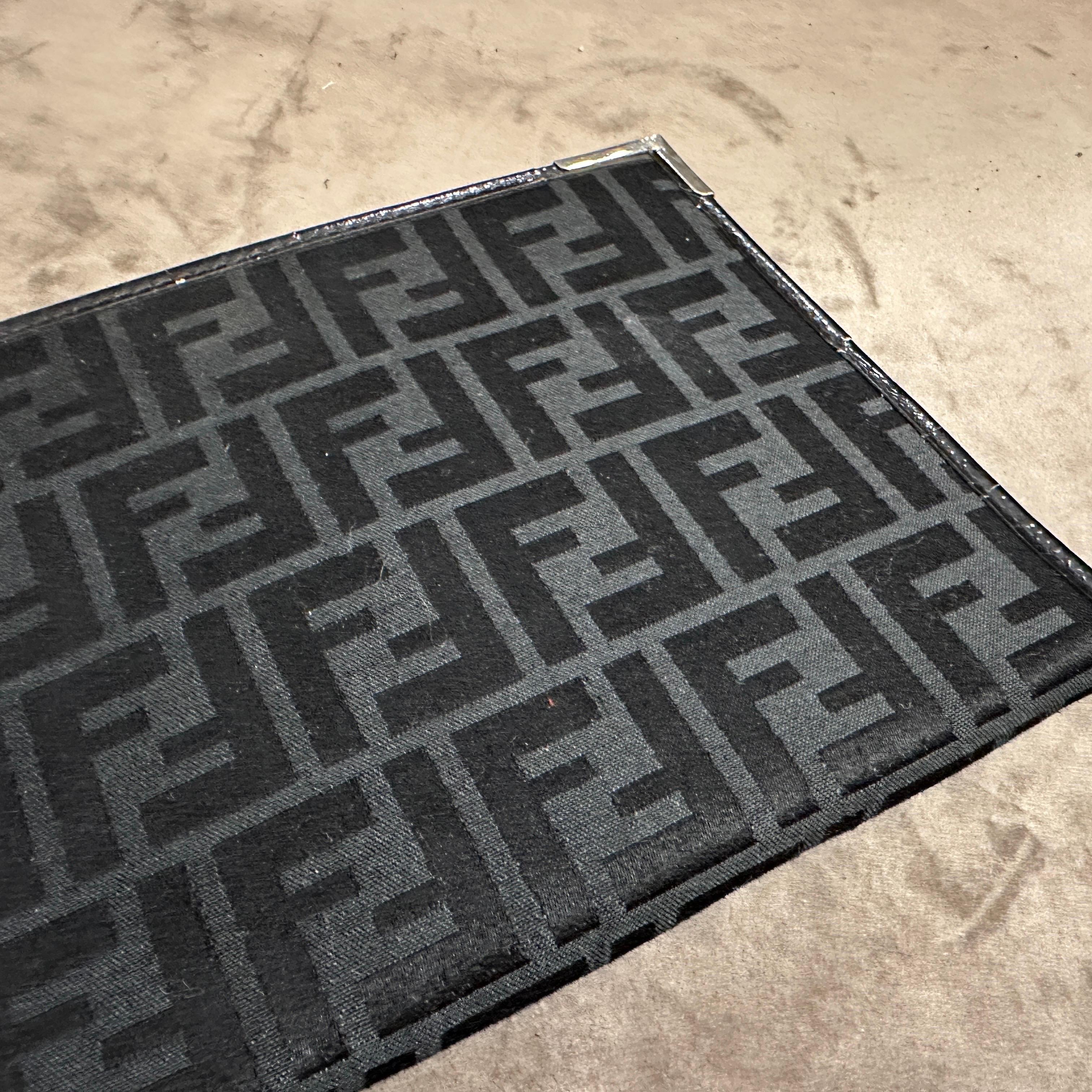 1980s Vintage Black on Black Monogram Clutch Bag by Fendi For Sale 7
