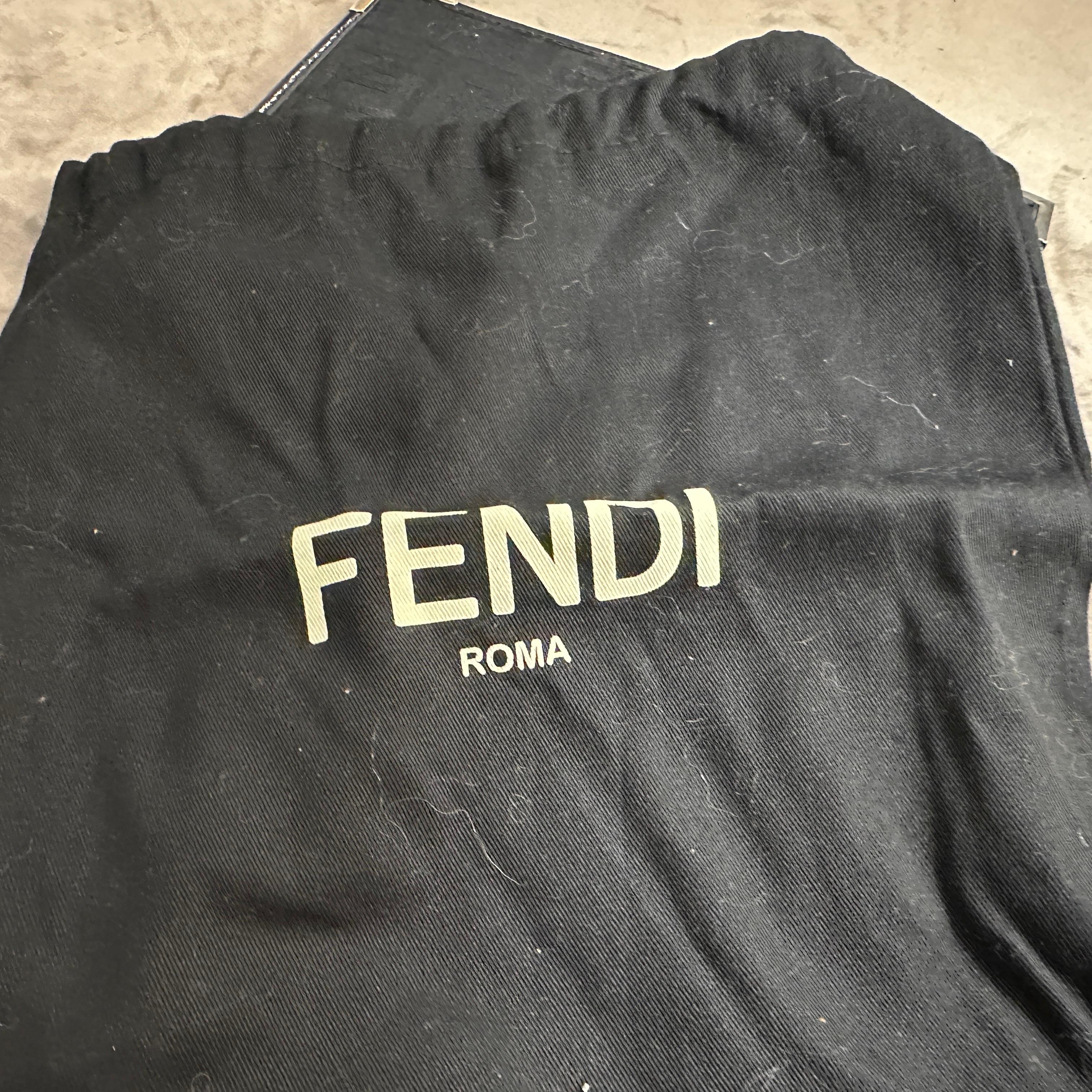 1980s Vintage Black on Black Monogram Clutch Bag by Fendi For Sale 5