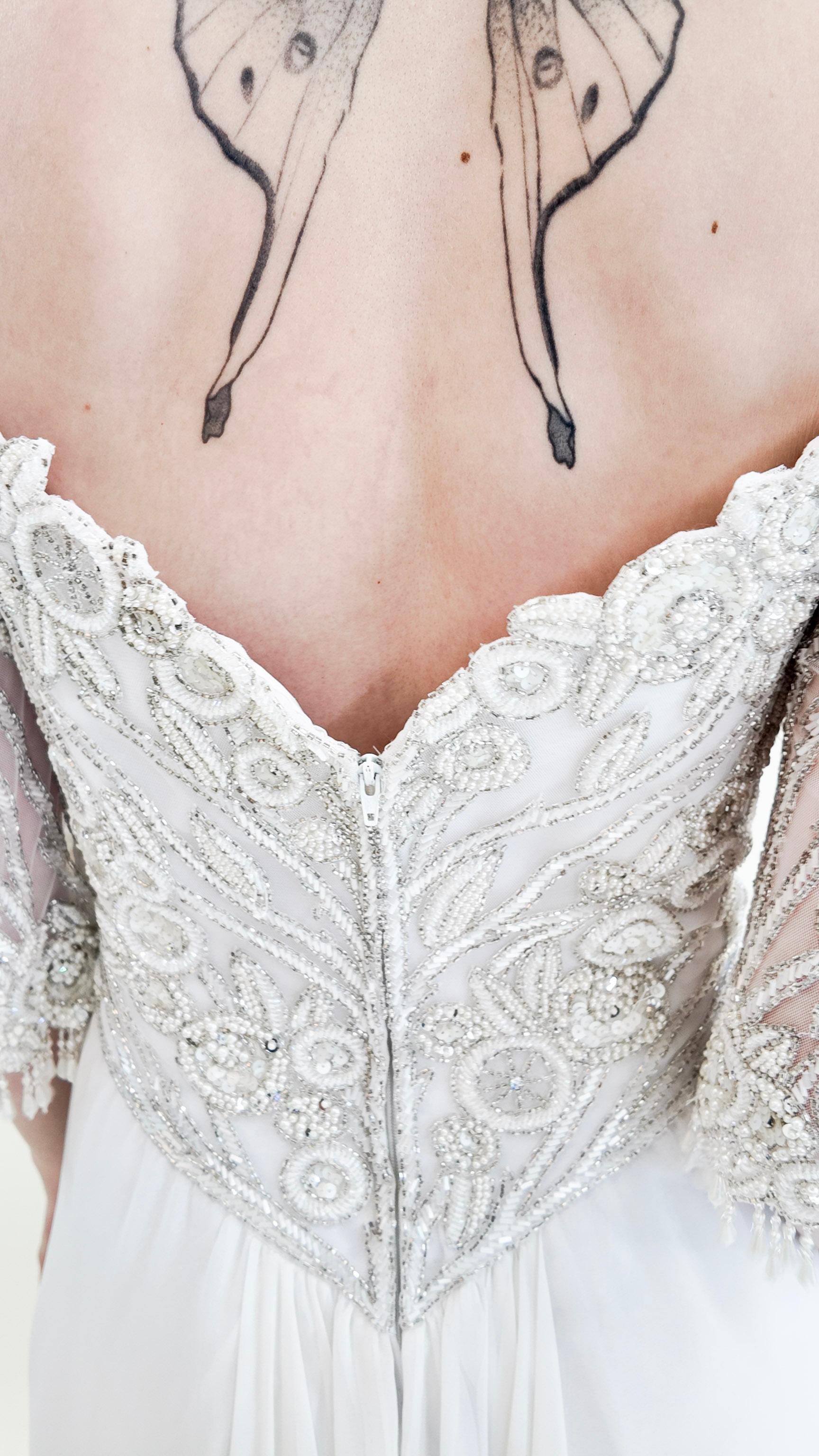 1980's Vintage Bob Mackie White Gown with White Beaded Bodice For Sale 5