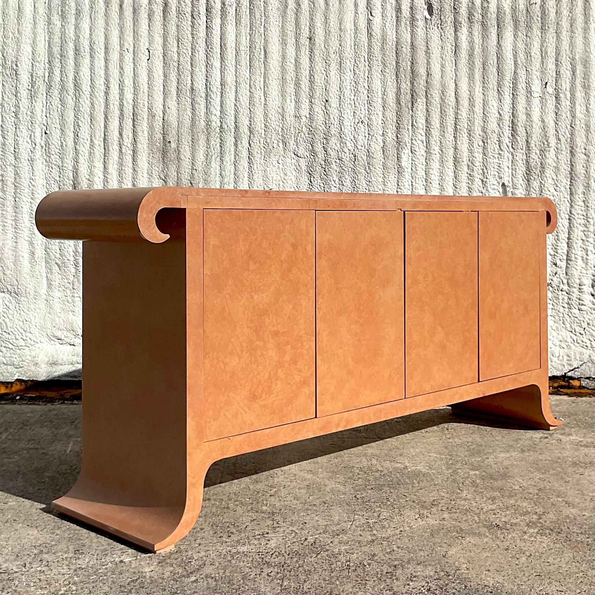 1980s Vintage Boho Allesandra for Baker Ming Credenza In Good Condition For Sale In west palm beach, FL