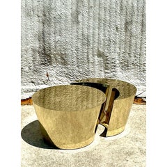 1980s Vintage Boho Laminate Floating Crescent Coffee Table