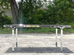 1980s Vintage Boho Signed Pierre Cardin Expandable Chrome Dining Table
