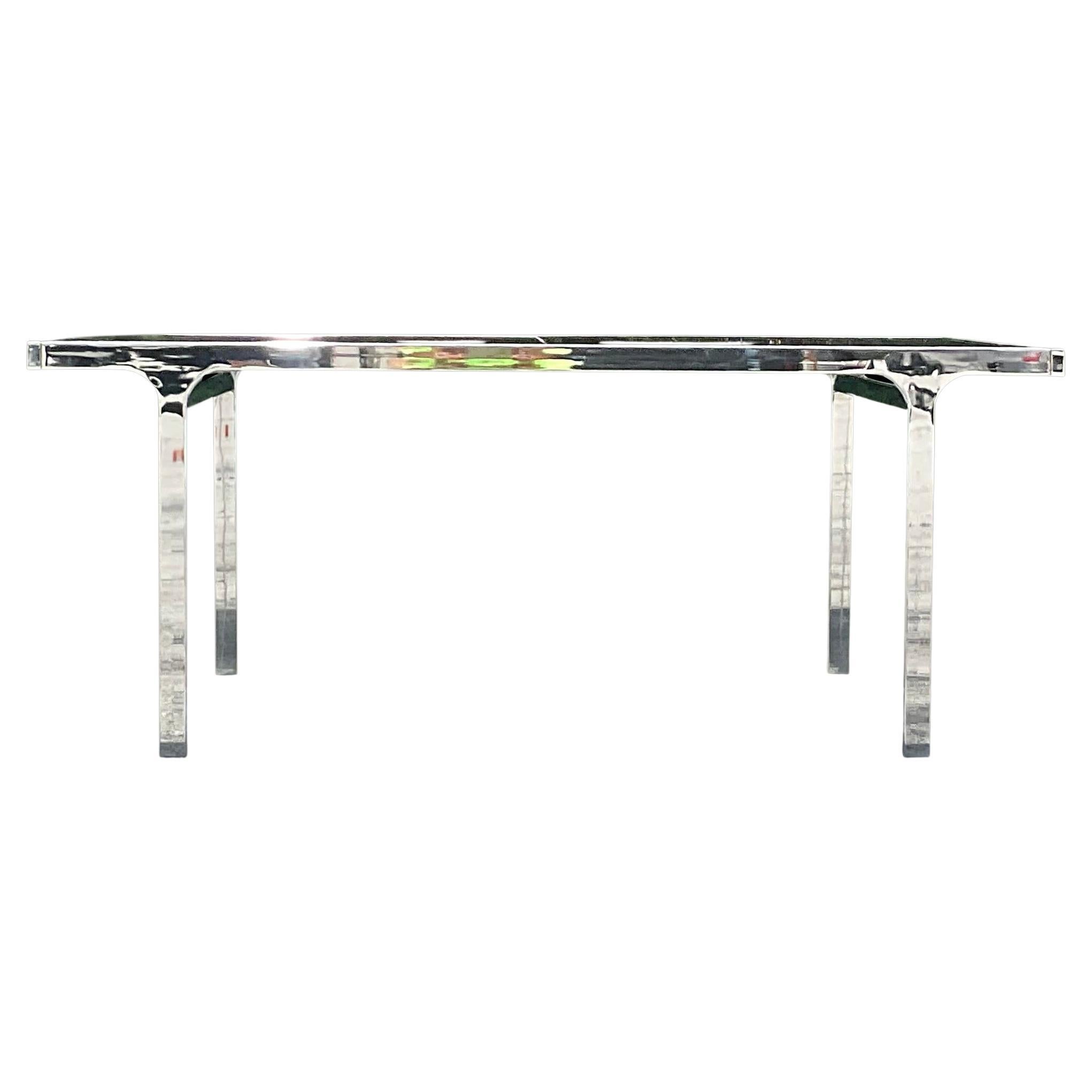 1980s Vintage Boho Signed Pierre Cardin Expandable Chrome Dining Table
