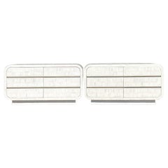 1980s Vintage Boho Tessellated Bone Nightstands - A Pair