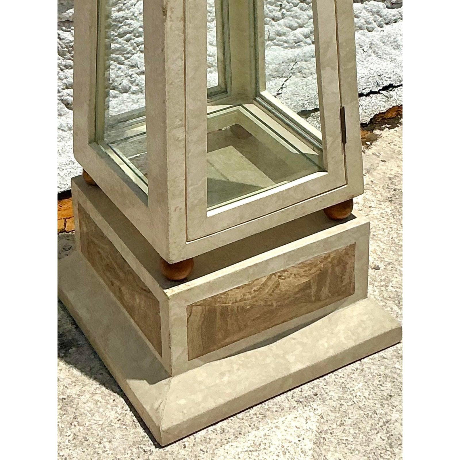1980s Vintage Boho Tessellated Stone Obelisk Etagere In Good Condition For Sale In West Palm Beach, FL