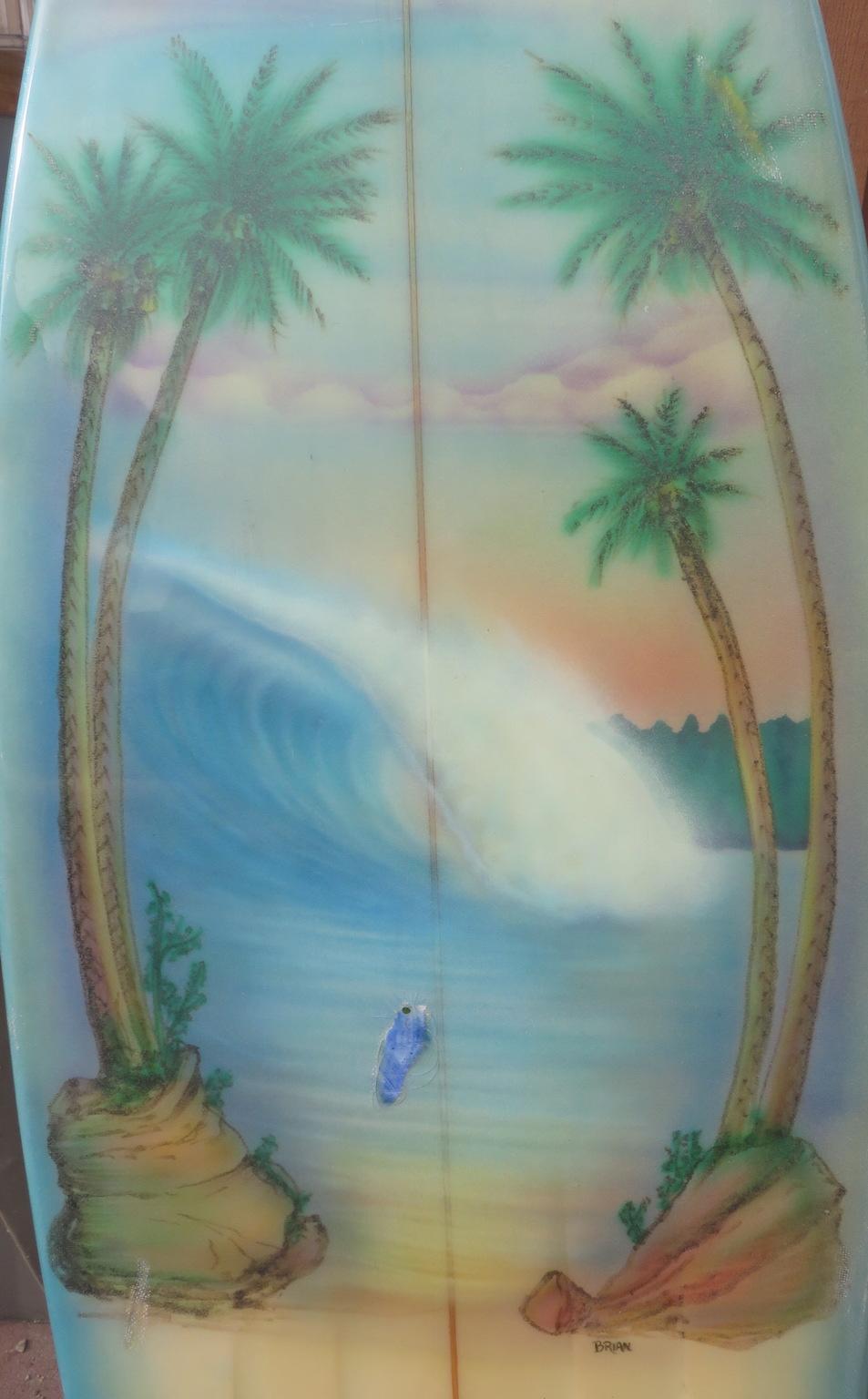 Late 20th Century 1980's Vintage Bonzer Mural surfboard
