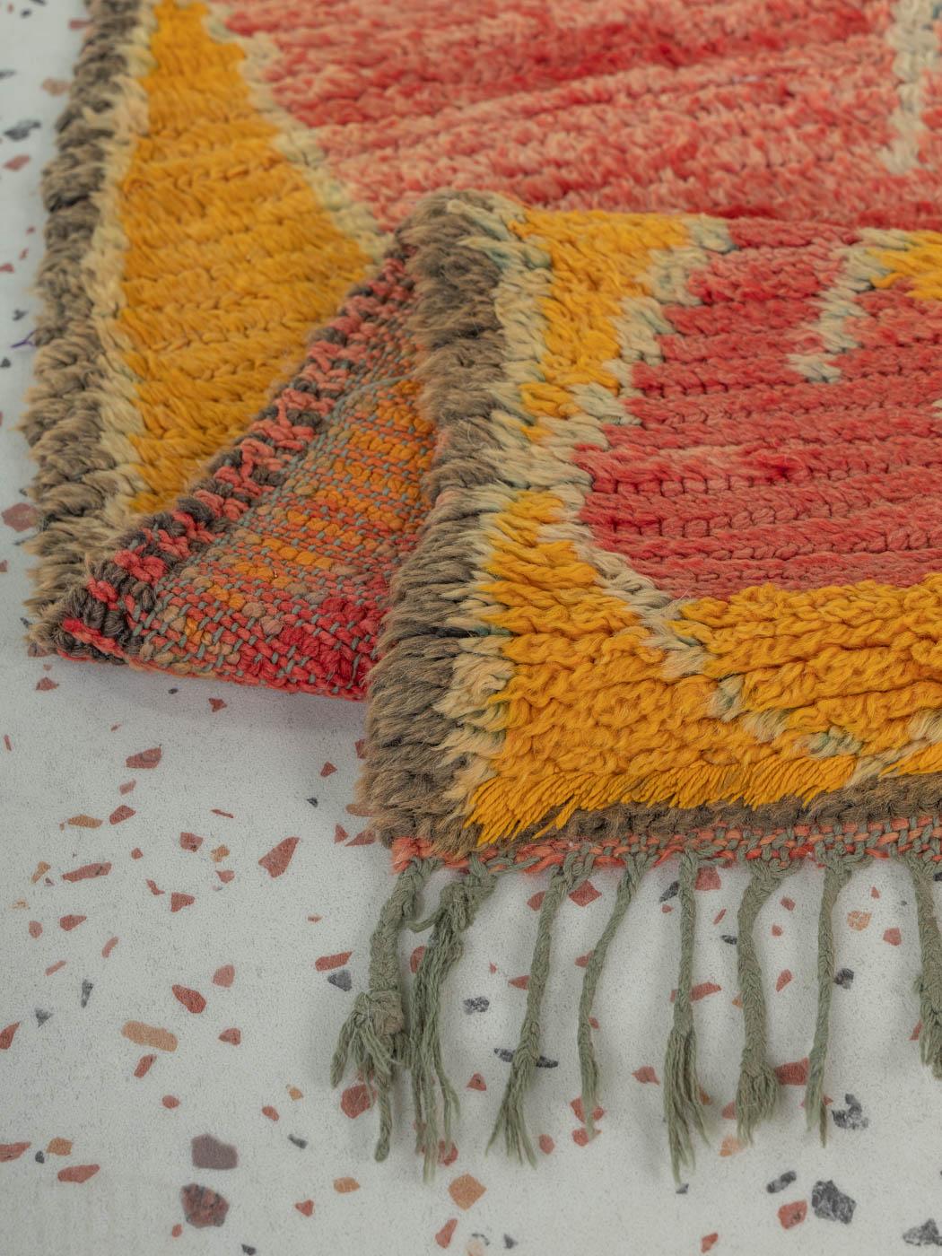 Wool 1980s vintage Boujad handmade berber rug  For Sale
