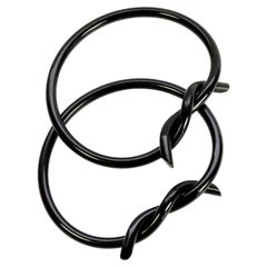 1980s Vintage Bracelets x 2 - Barbed Wire Detailing - Black Plastic - Rare
