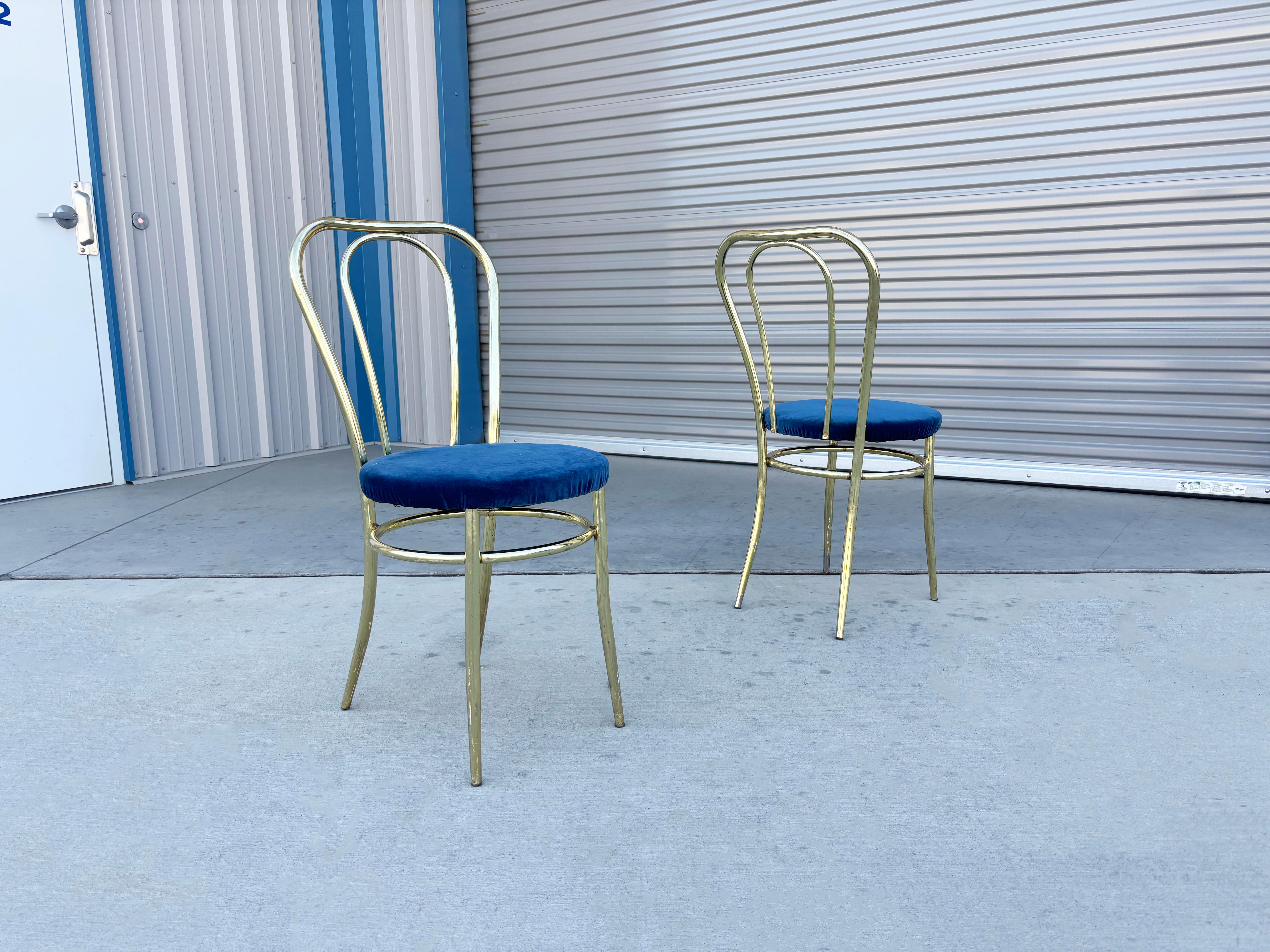 1980s Vintage Brass Dining Chairs - Set of 4 For Sale 4