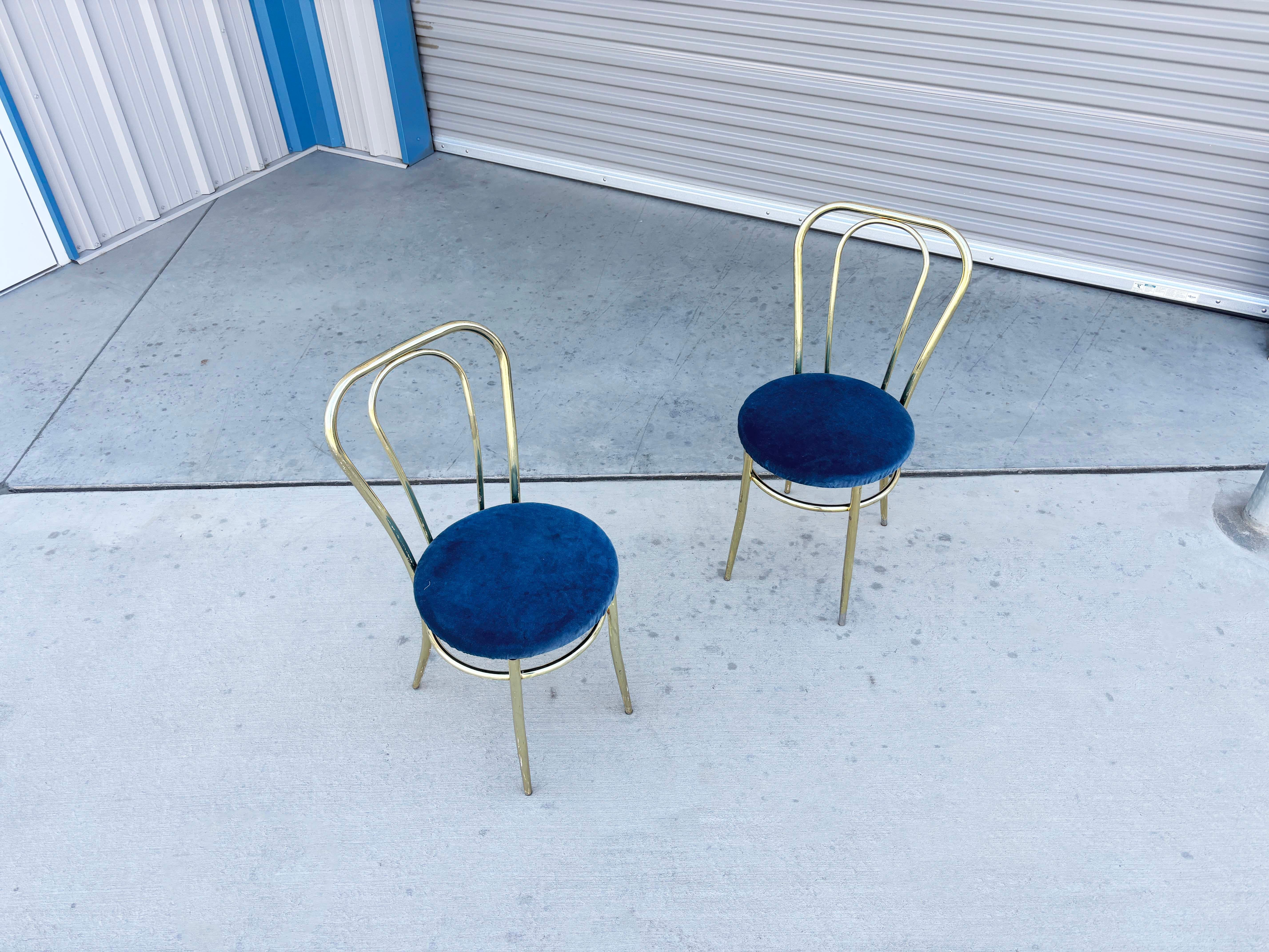 1980s Vintage Brass Dining Chairs - Set of 4 For Sale 5