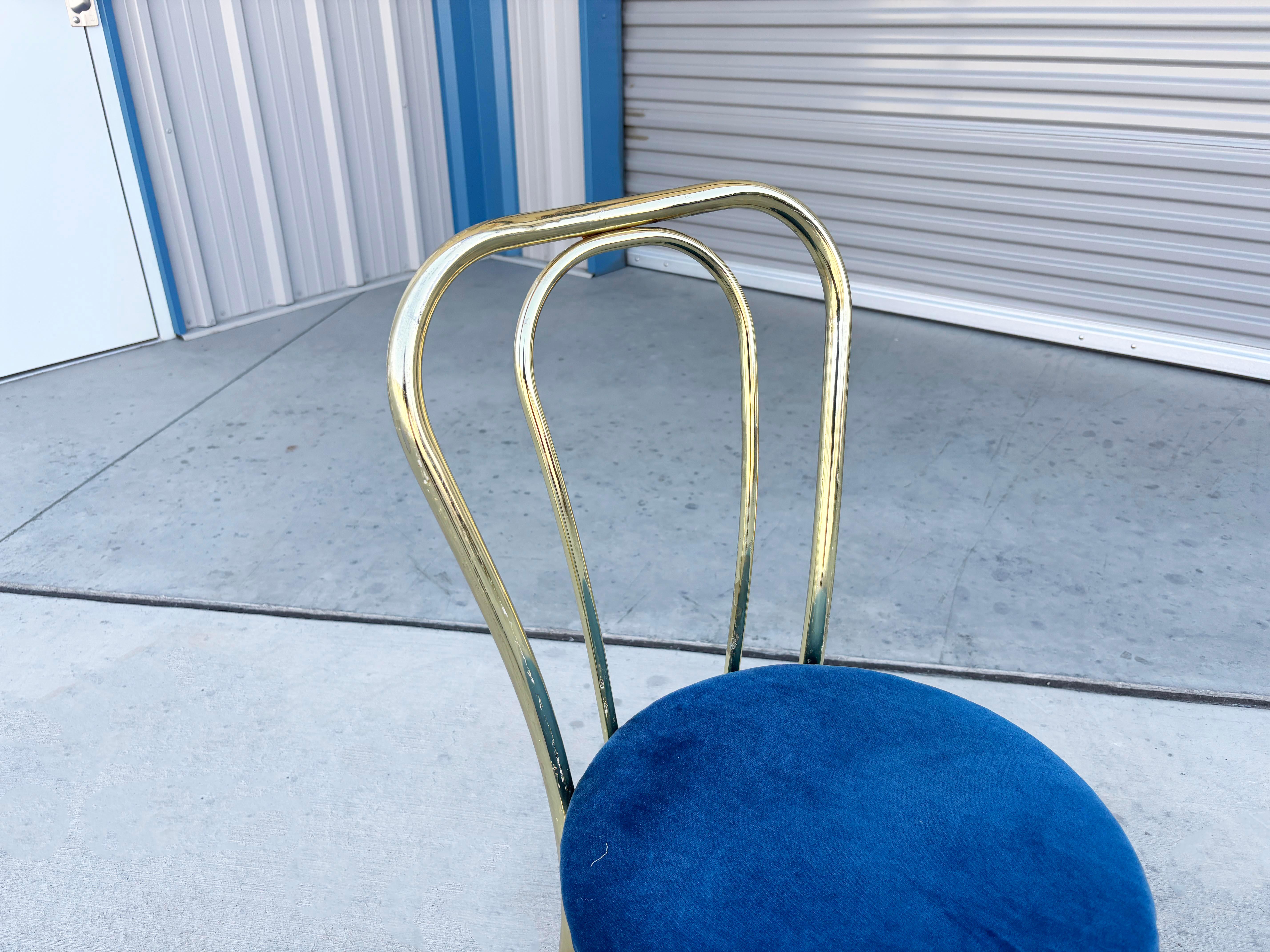 1980s Vintage Brass Dining Chairs - Set of 4 For Sale 7