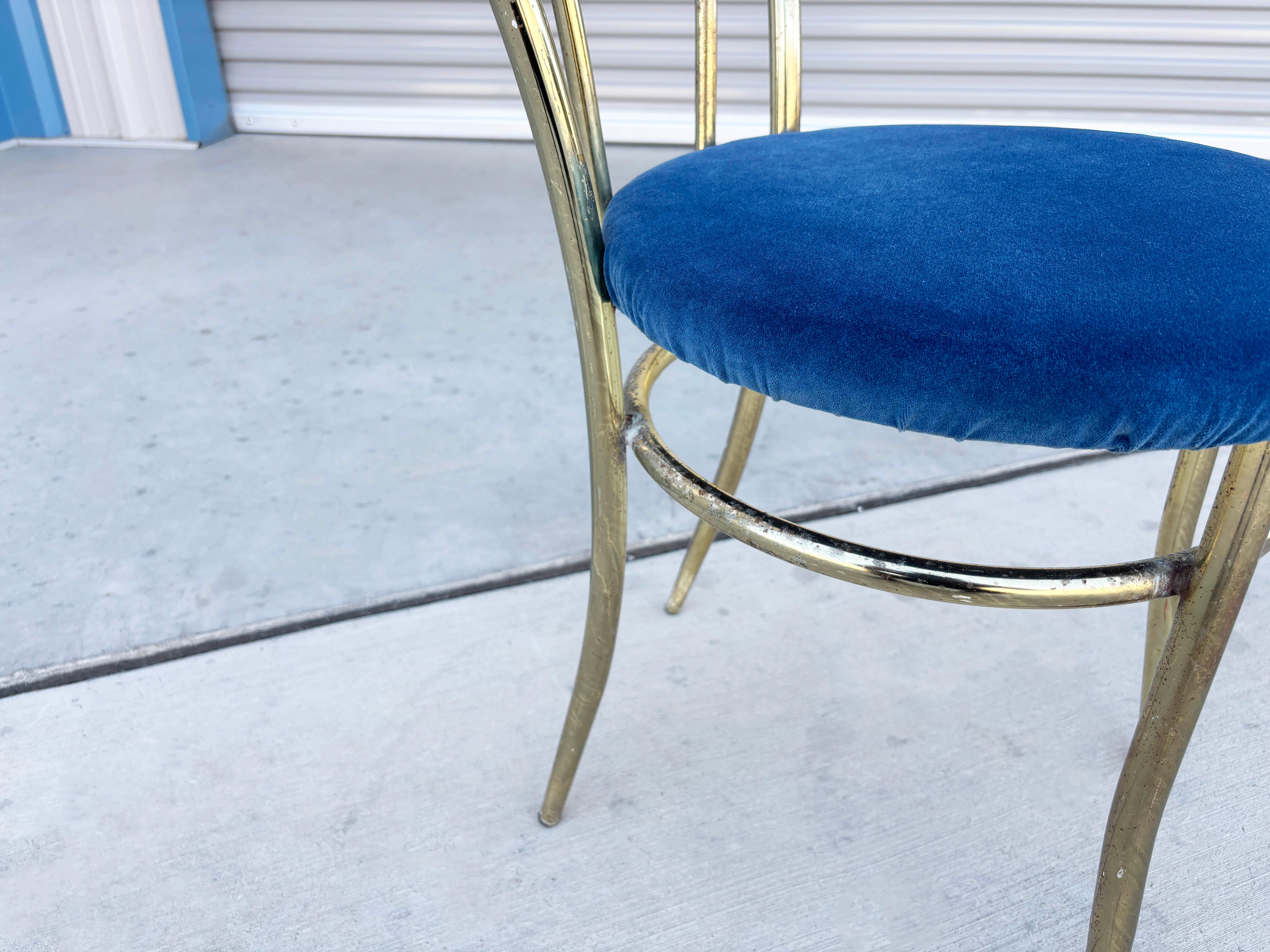 1980s Vintage Brass Dining Chairs - Set of 4 For Sale 11