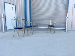 1980s Vintage Brass Dining Chairs - Set of 4