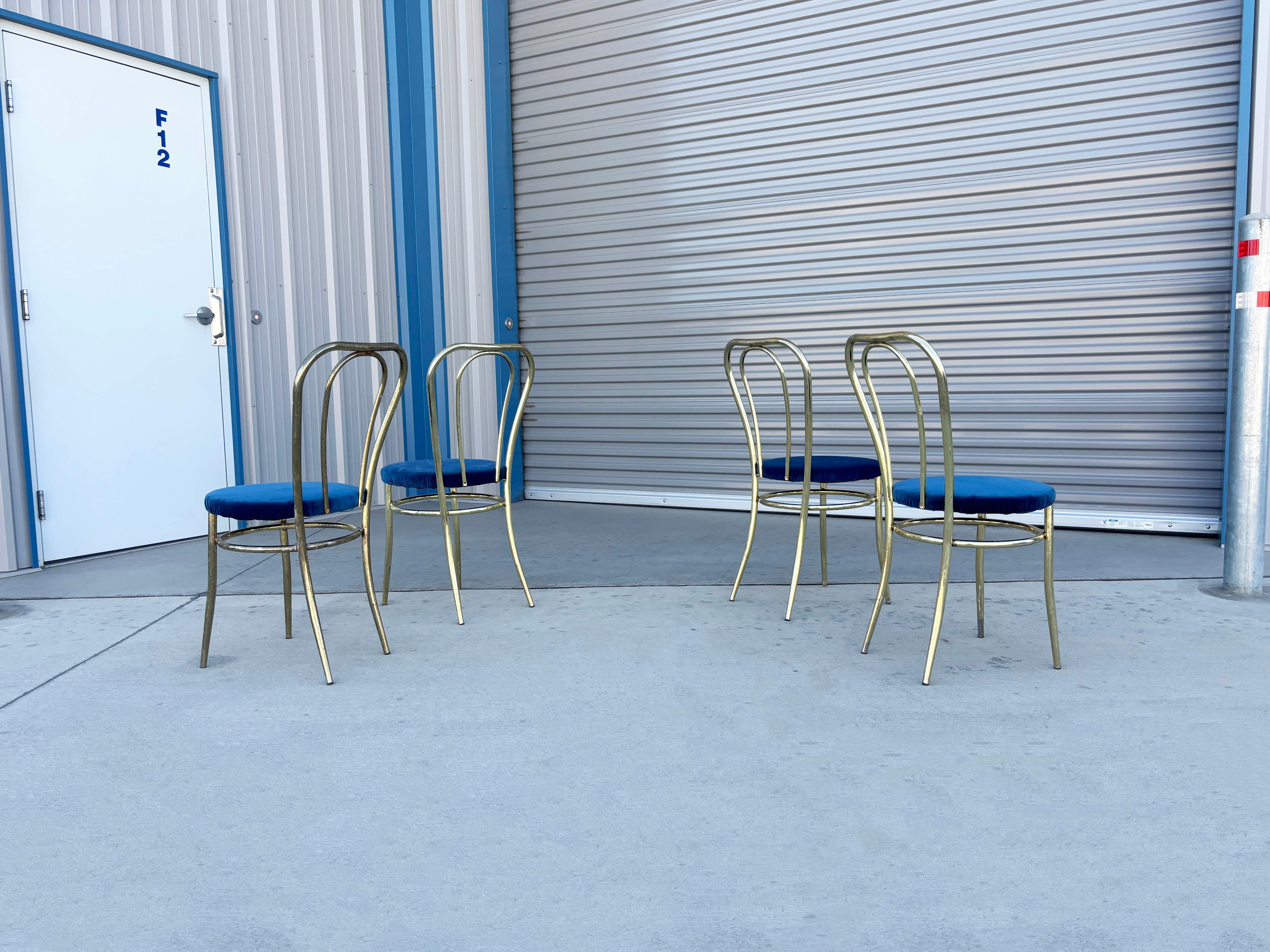 Late 20th Century 1980s Vintage Brass Dining Chairs - Set of 4 For Sale