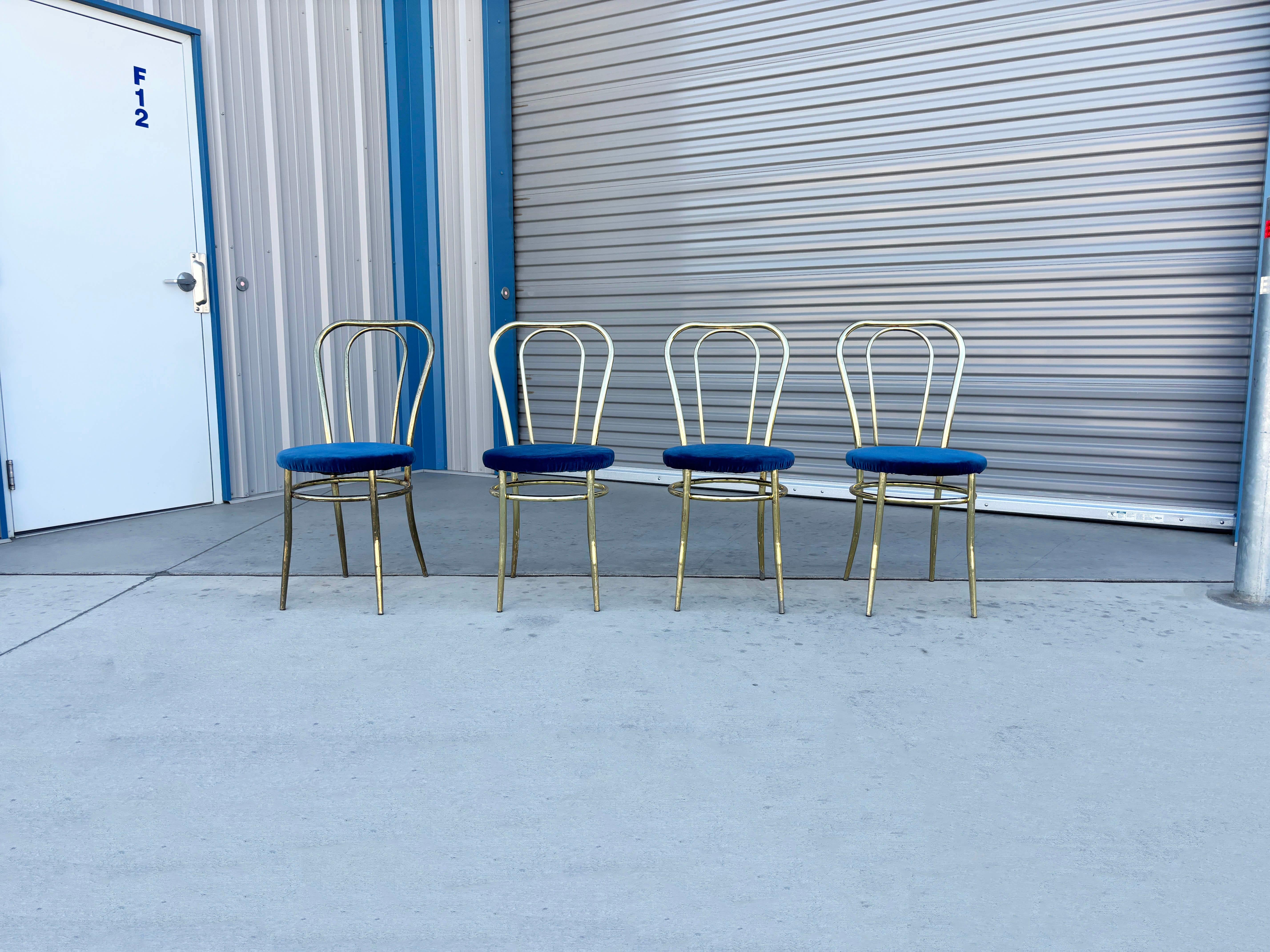 1980s Vintage Brass Dining Chairs - Set of 4 For Sale 1