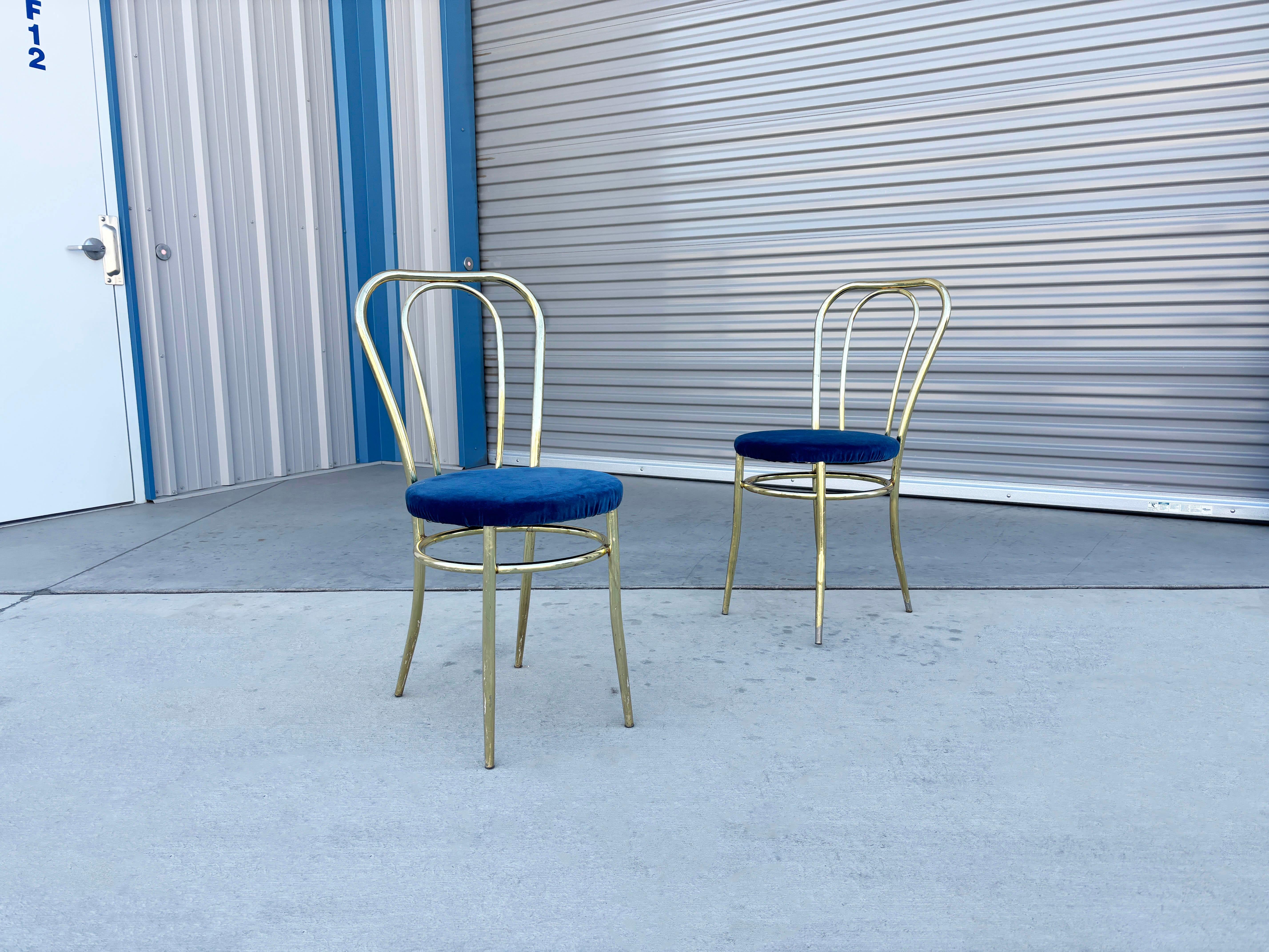 1980s Vintage Brass Dining Chairs - Set of 4 For Sale 2