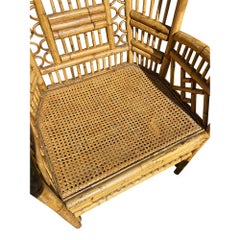 1980s Vintage Brighton Pavilion Attributed Bamboo Wicker Rattan Seating Set of 6