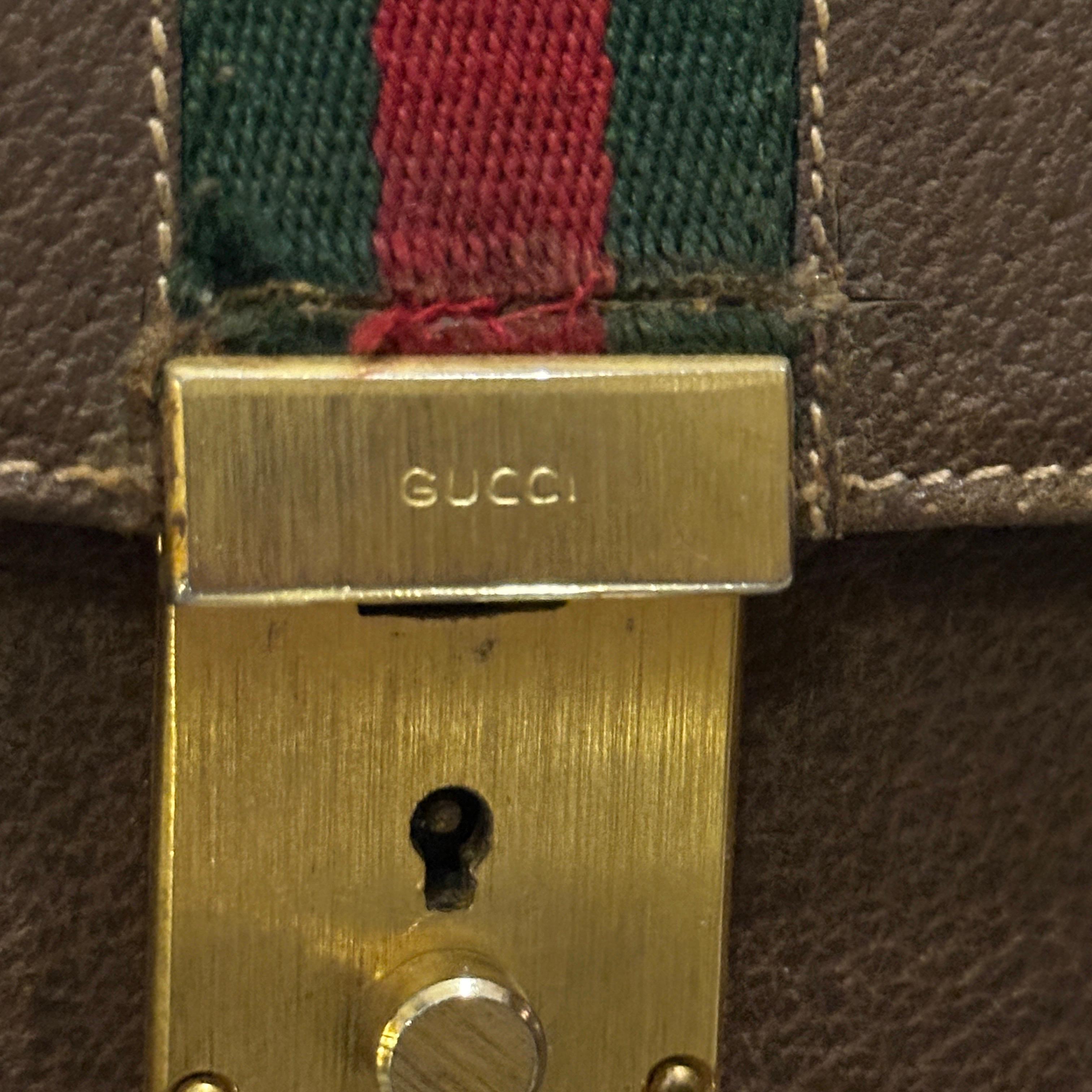 Joyero vintage de cuero marrón de los años 80 de Gucci en venta 8