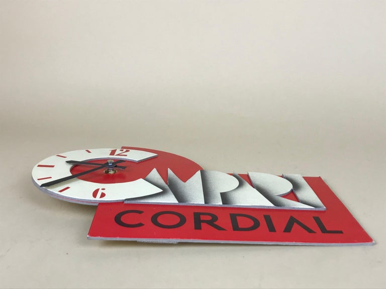 1980s Vintage Campari Cordial Advertising Clock in Cardboard Made in Italy For Sale 3