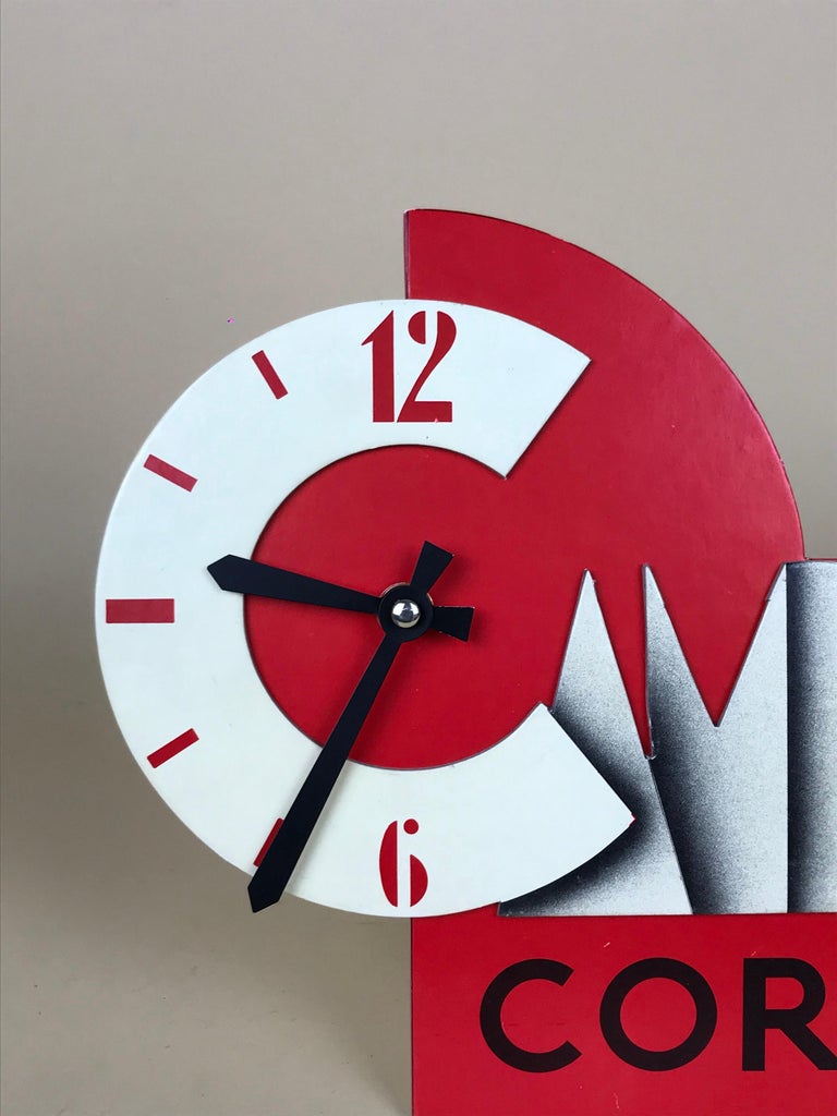 Mid-Century Modern 1980s Vintage Campari Cordial Advertising Clock in Cardboard Made in Italy For Sale