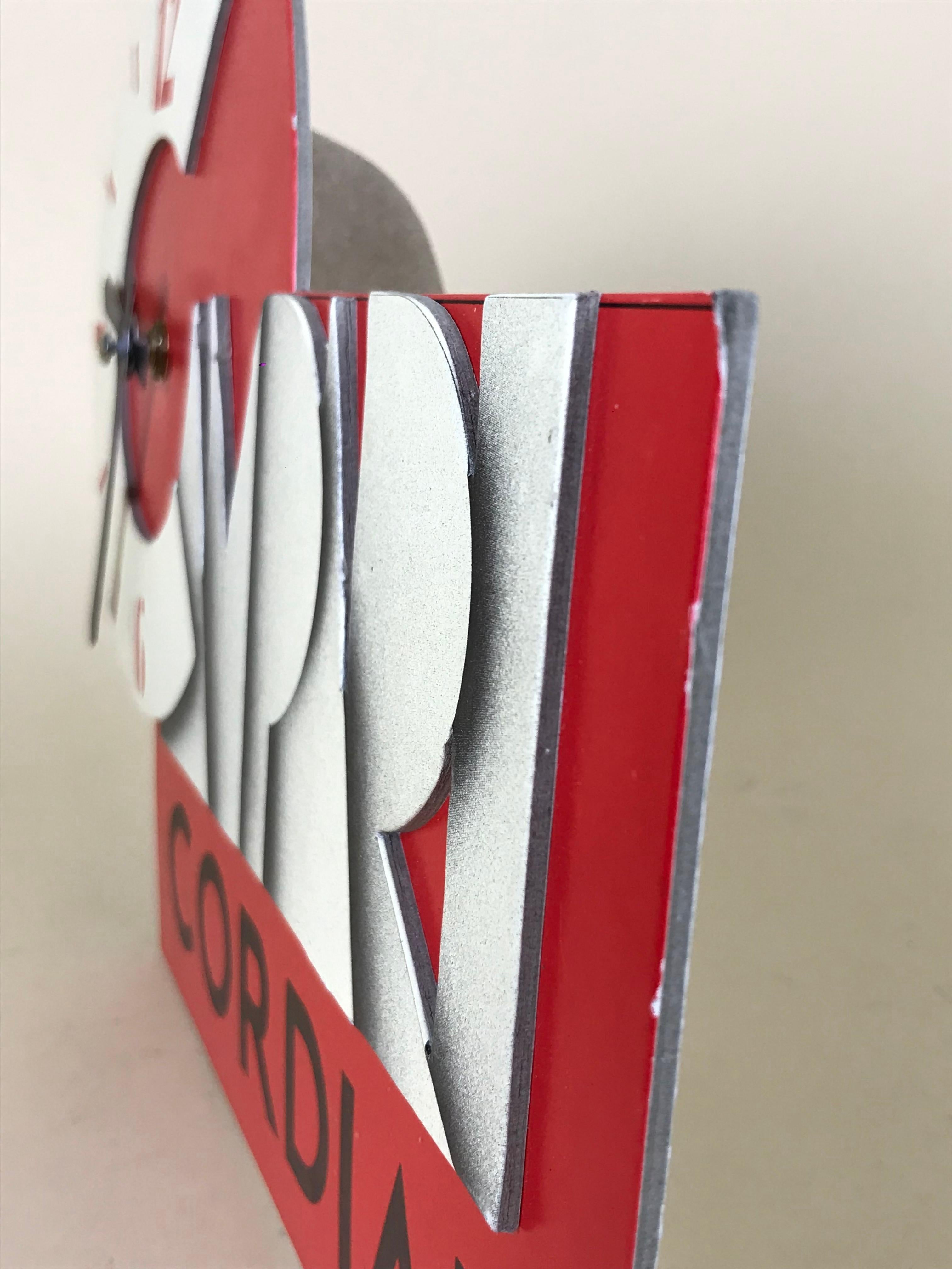Late 20th Century 1980s Vintage Campari Cordial Advertising Clock in Cardboard Made in Italy For Sale