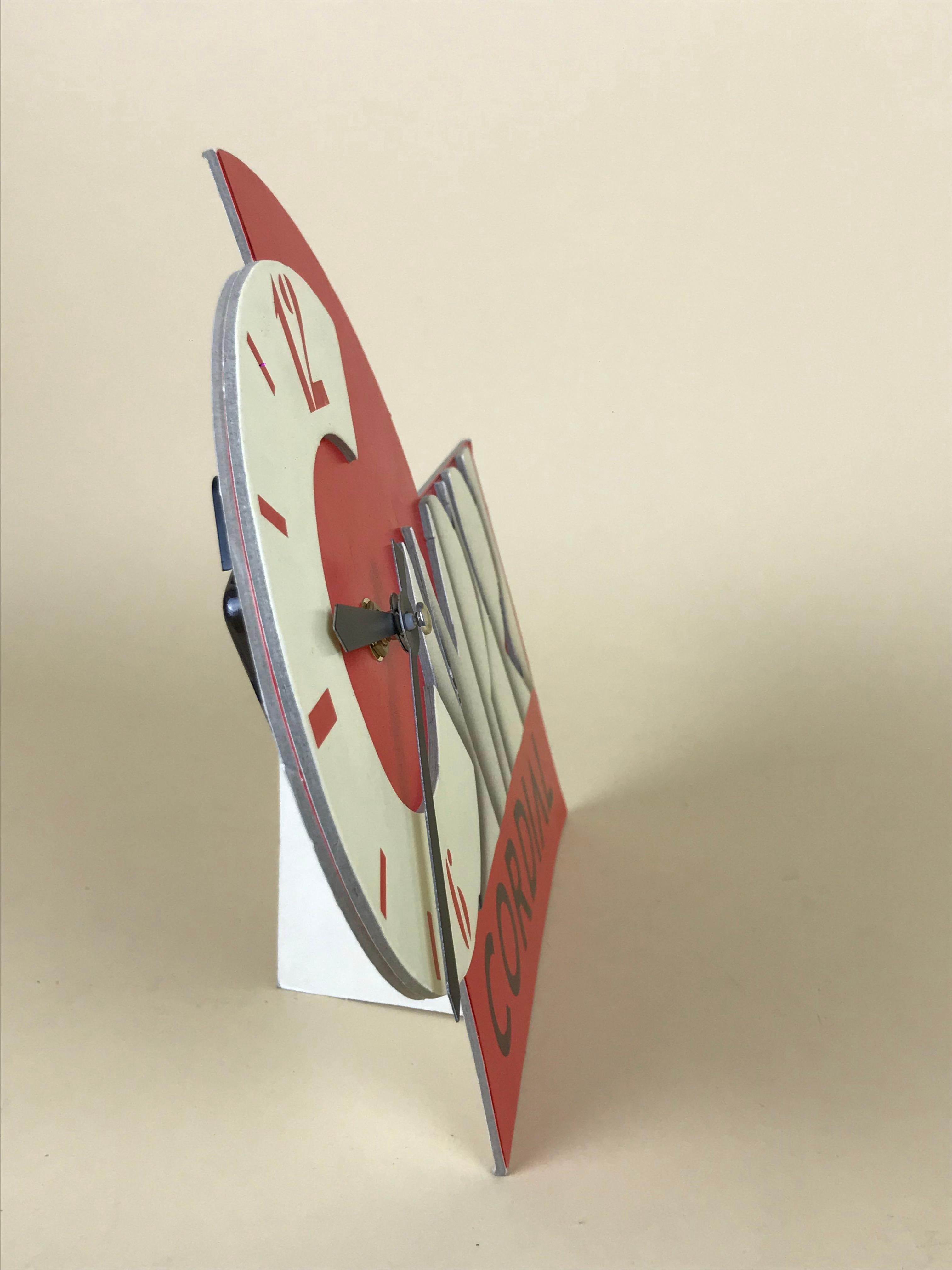 Plastic 1980s Vintage Campari Cordial Advertising Clock in Cardboard Made in Italy For Sale