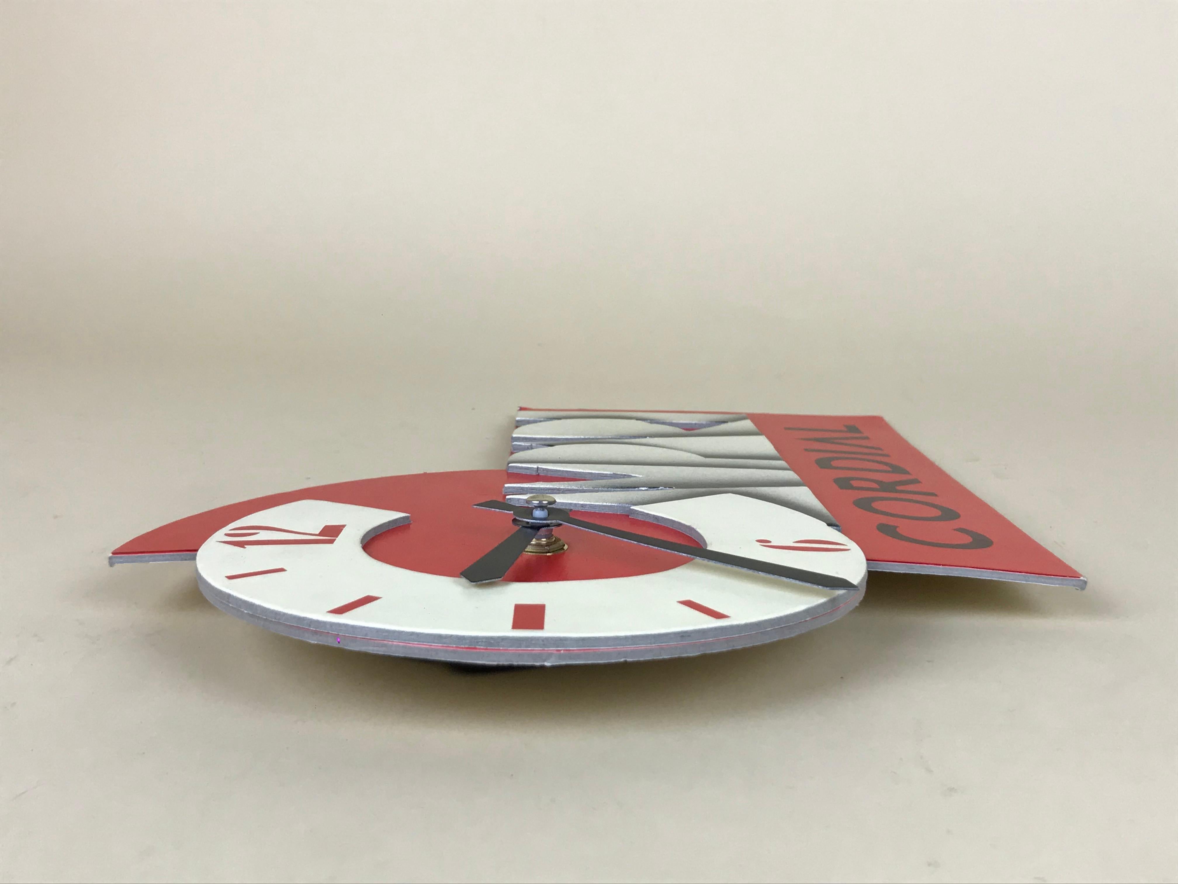 1980s Vintage Campari Cordial Advertising Clock in Cardboard Made in Italy For Sale 1