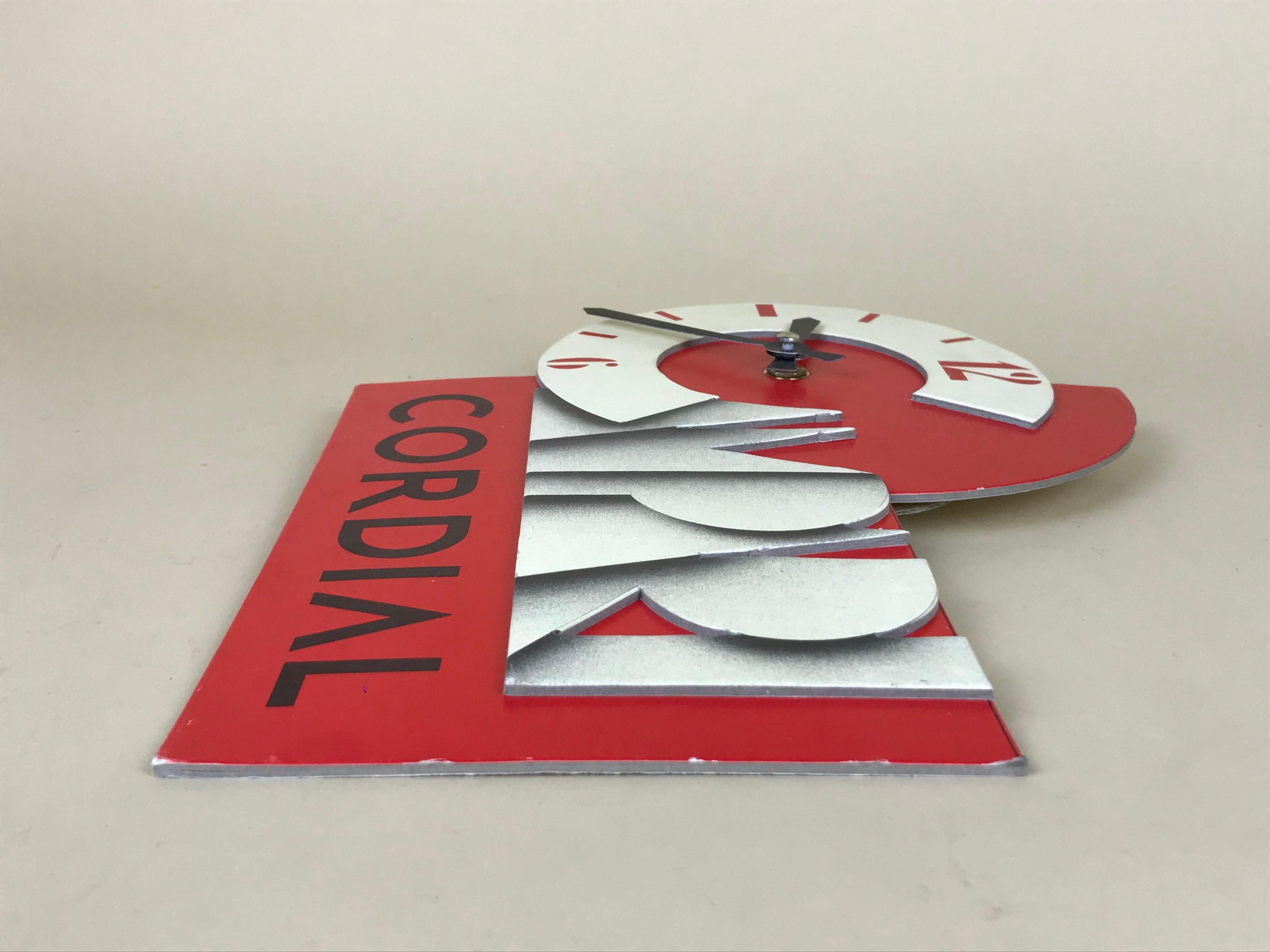 1980s Vintage Campari Cordial Advertising Clock in Cardboard Made in Italy For Sale 2