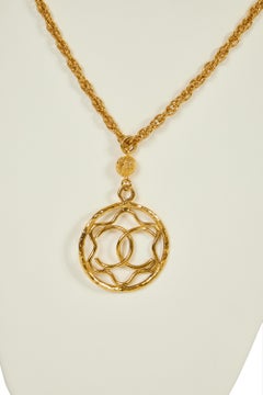 1980's Vintage Chanel CC Logo Pendant Necklace