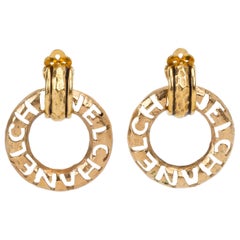 1980's Vintage Chanel Detachable Hoop Letter Earrings