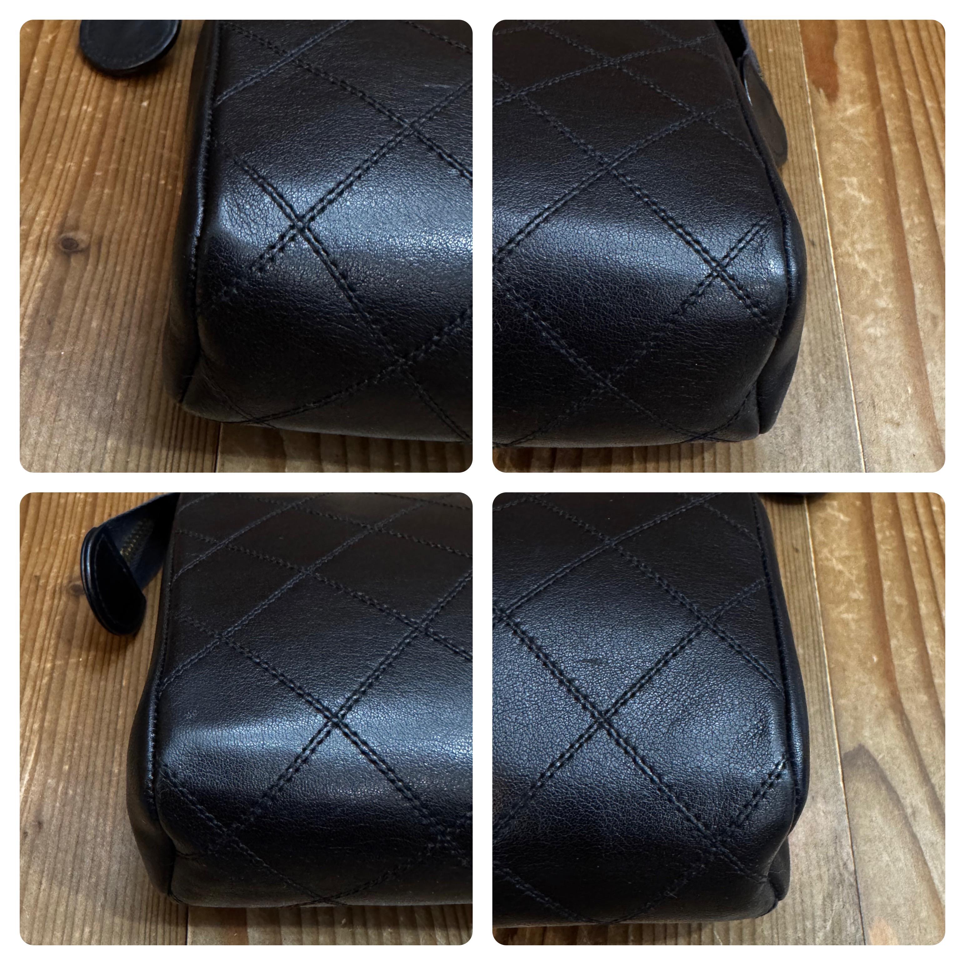 Vintage CHANEL Diamond Quilted Lambskin Leather Clutch Bag Black 3