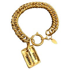 1980s Vintage CHANEL Gold Toned 31 Rue Cambon Chain Bracelet Unisex