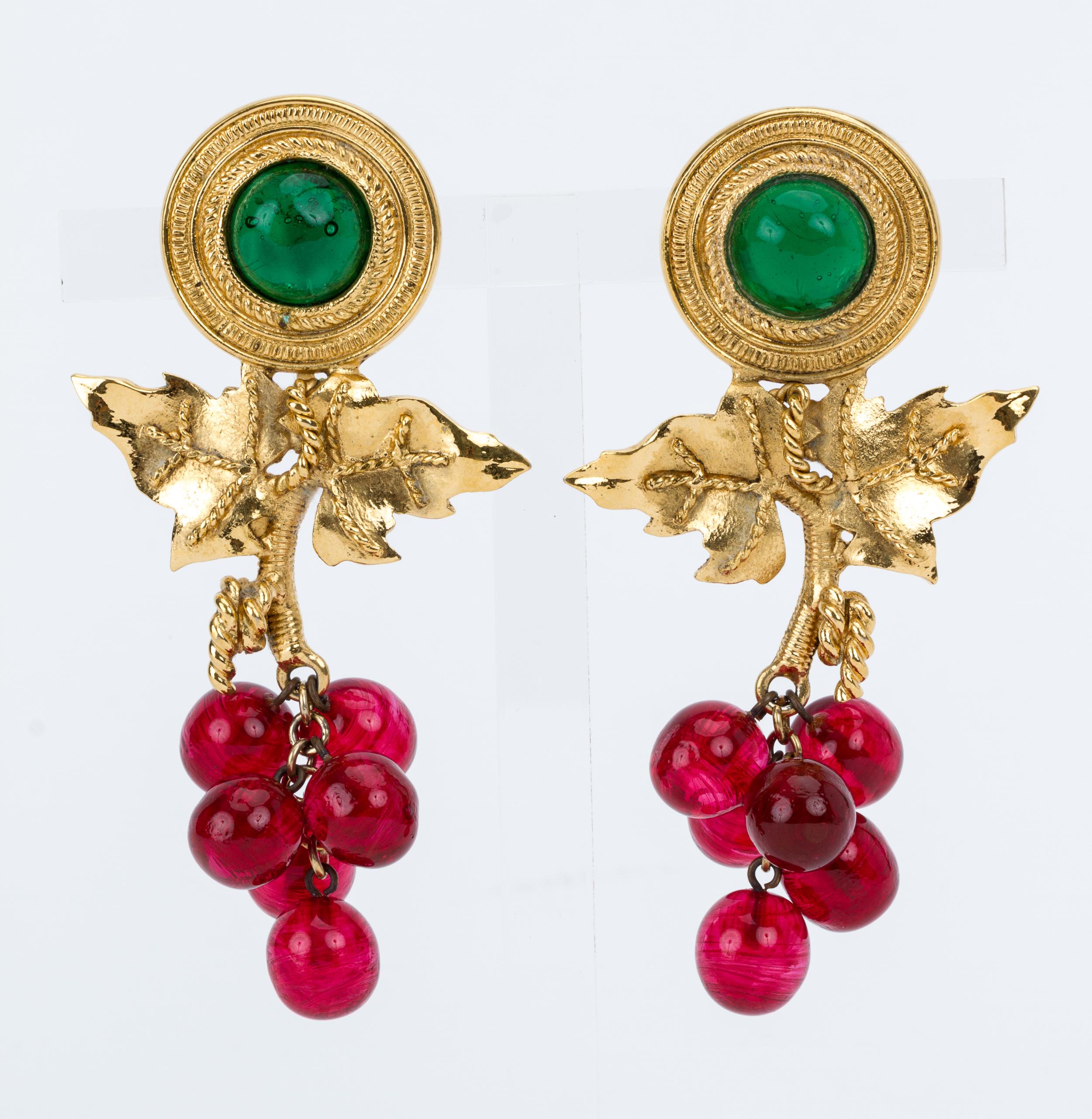 vintage grape earrings