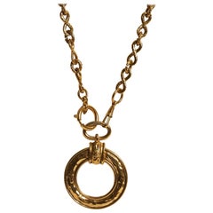 1980s Vintage Chanel Hammered Magnifier Necklace