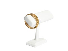 1980's Vintage Chanel Logo Chain Gold Bangle Bracelet