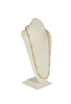 1980's Vintage Chanel Pearl & Crystal Sautoir Necklace