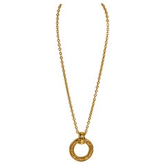 1980's Vintage Chanel Perforated Long Pendant Necklace