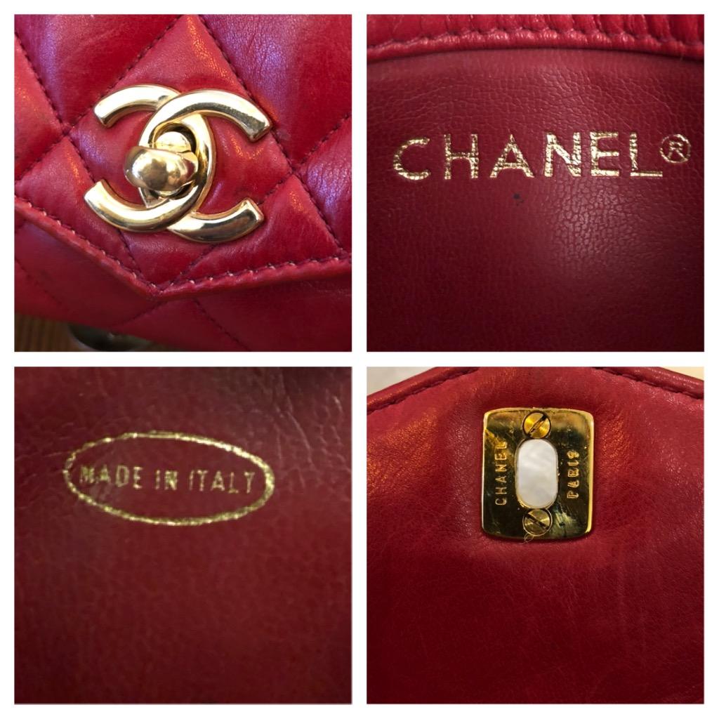 Women's or Men's 1980s Vintage CHANEL Red Lambskin Leather Belt Bag