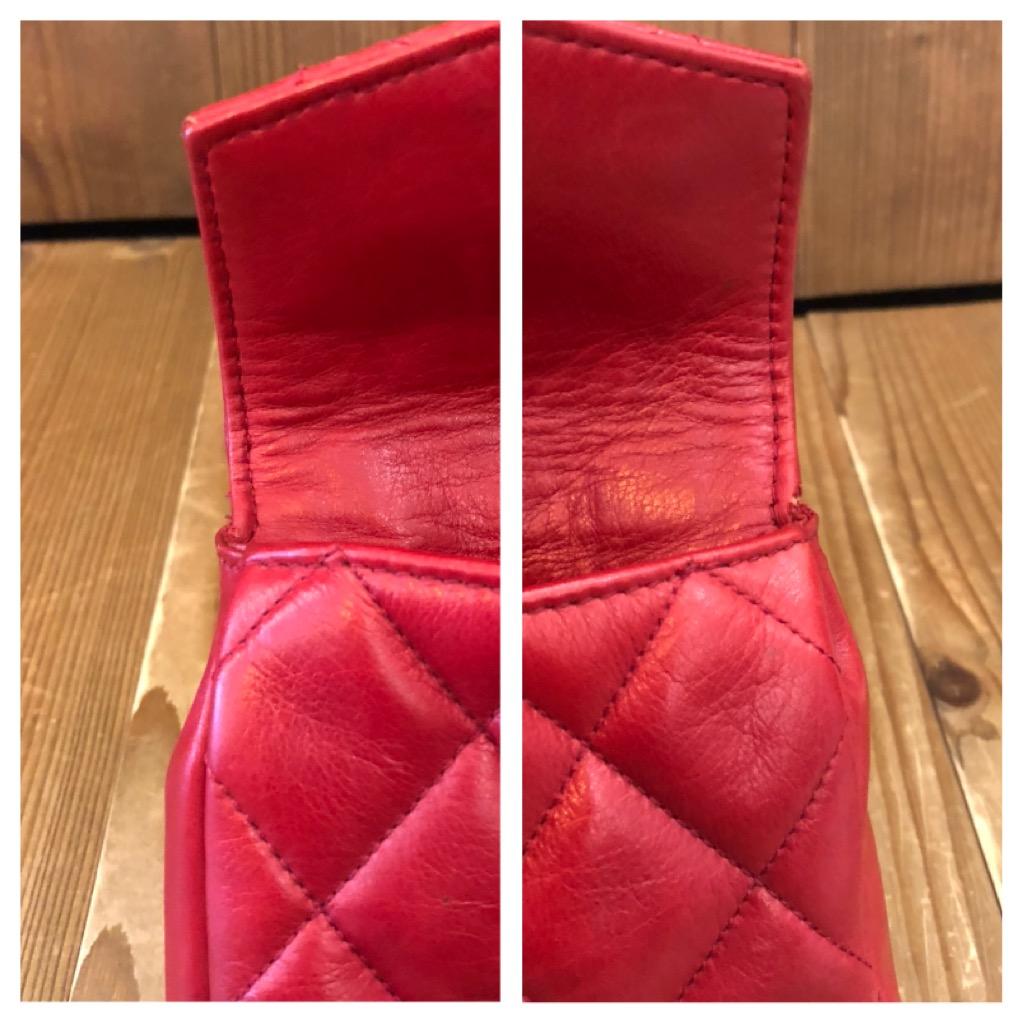1980s Vintage CHANEL Red Lambskin Leather Belt Bag 1