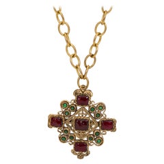 1980's Vintage Chanel Runway Rare Gripoix Pendant, 1983