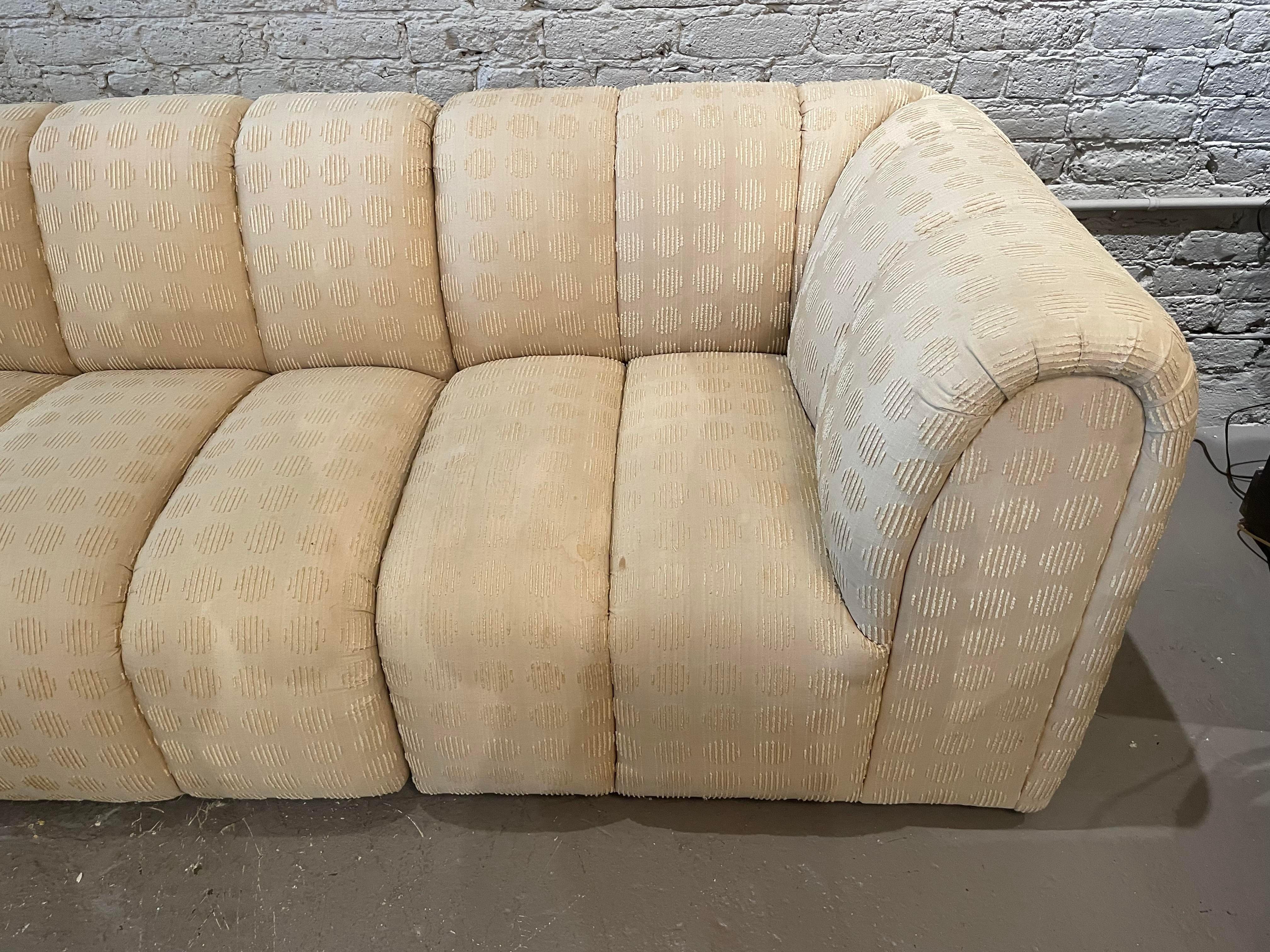 1980s Vintage Channeled Sectional Sofa 1