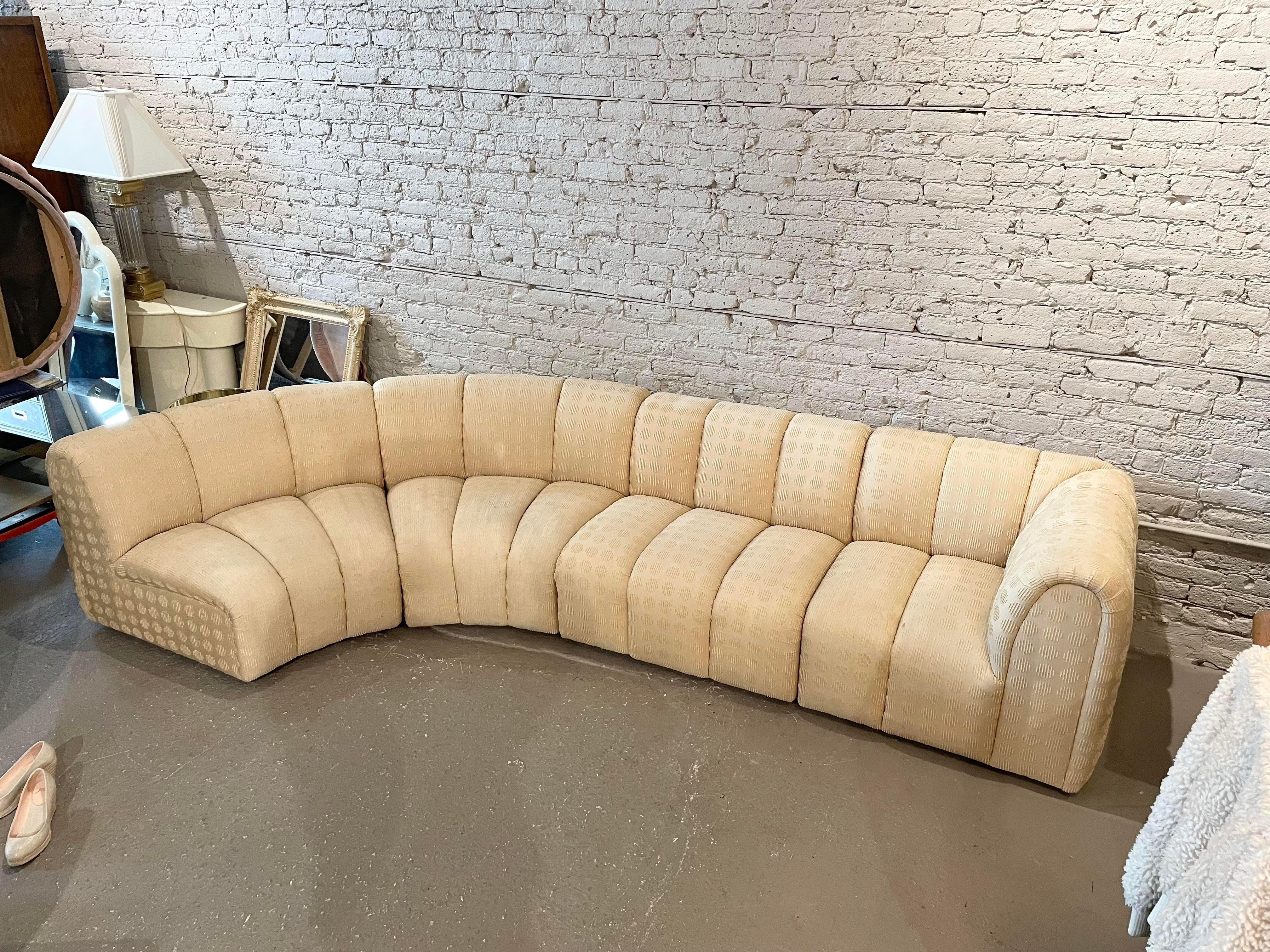 1980s Vintage Channeled Sectional Sofa 2