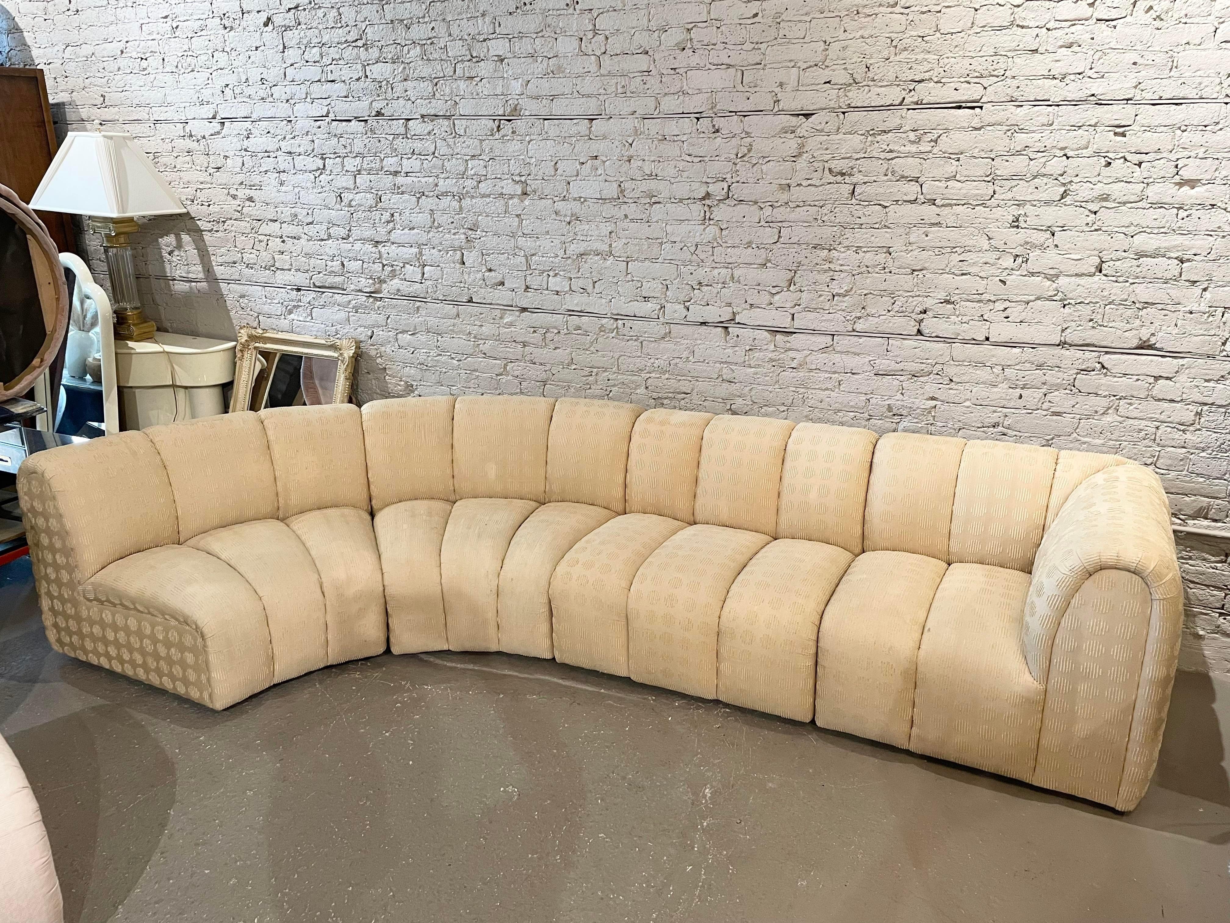 Post-Modern 1980s Vintage Channeled Sectional Sofa